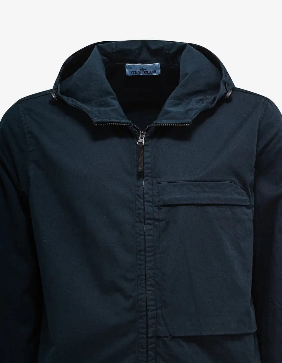 Stone Island Blue Hooded Overshirt - 3