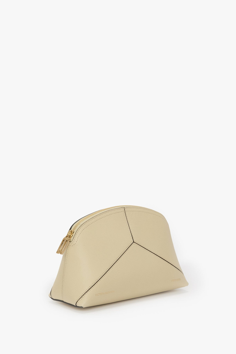 Victoria Beckham Victoria Large Travel Pouch In Ivory Grained Leather outlook