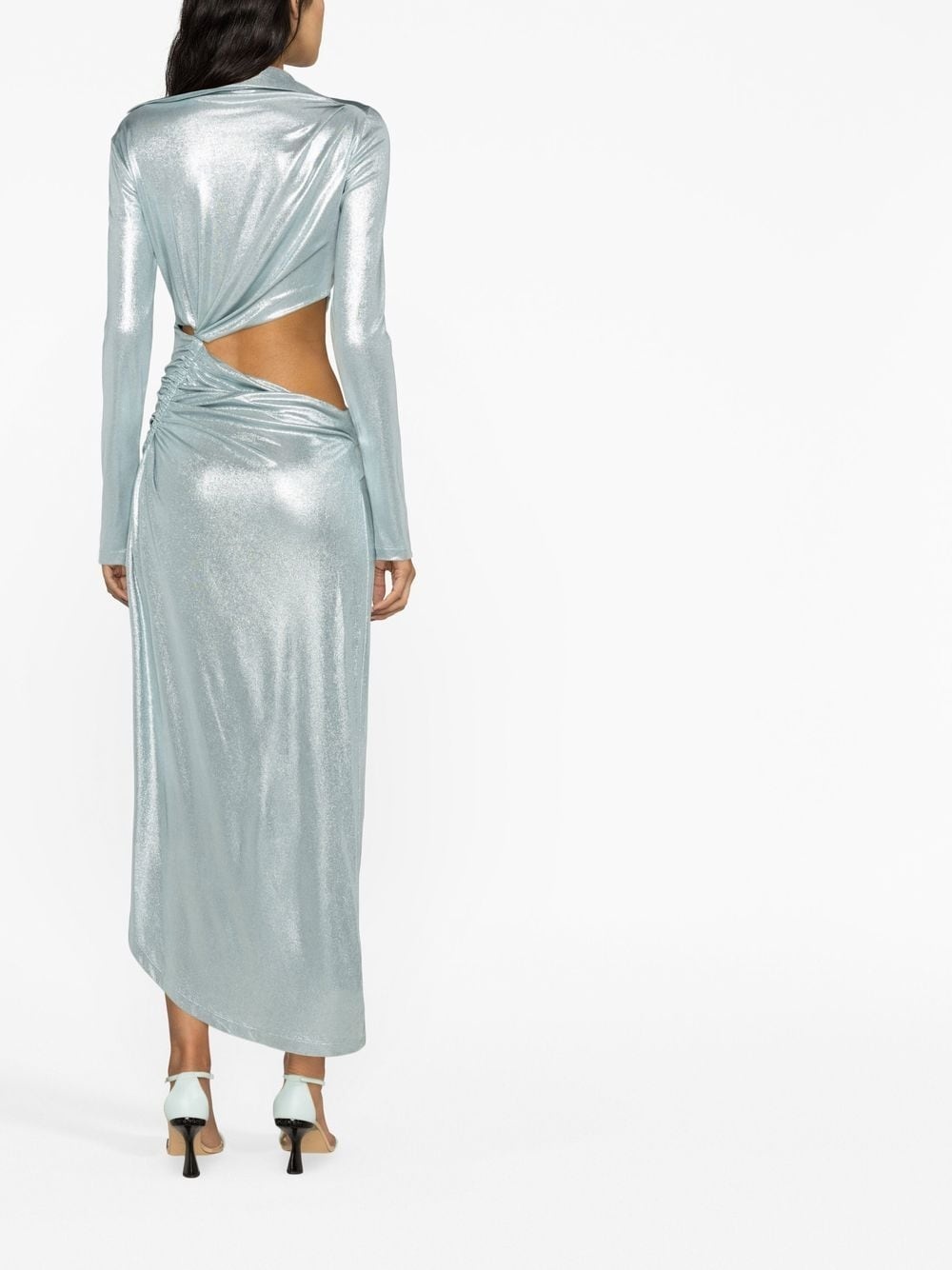 metallic draped midi dress - 4