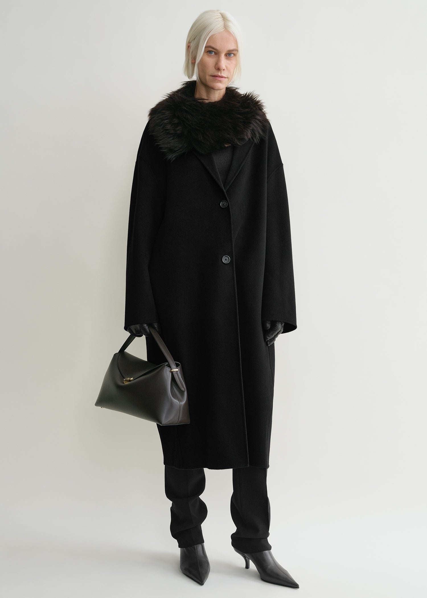 Doublé cocoon coat black - 2