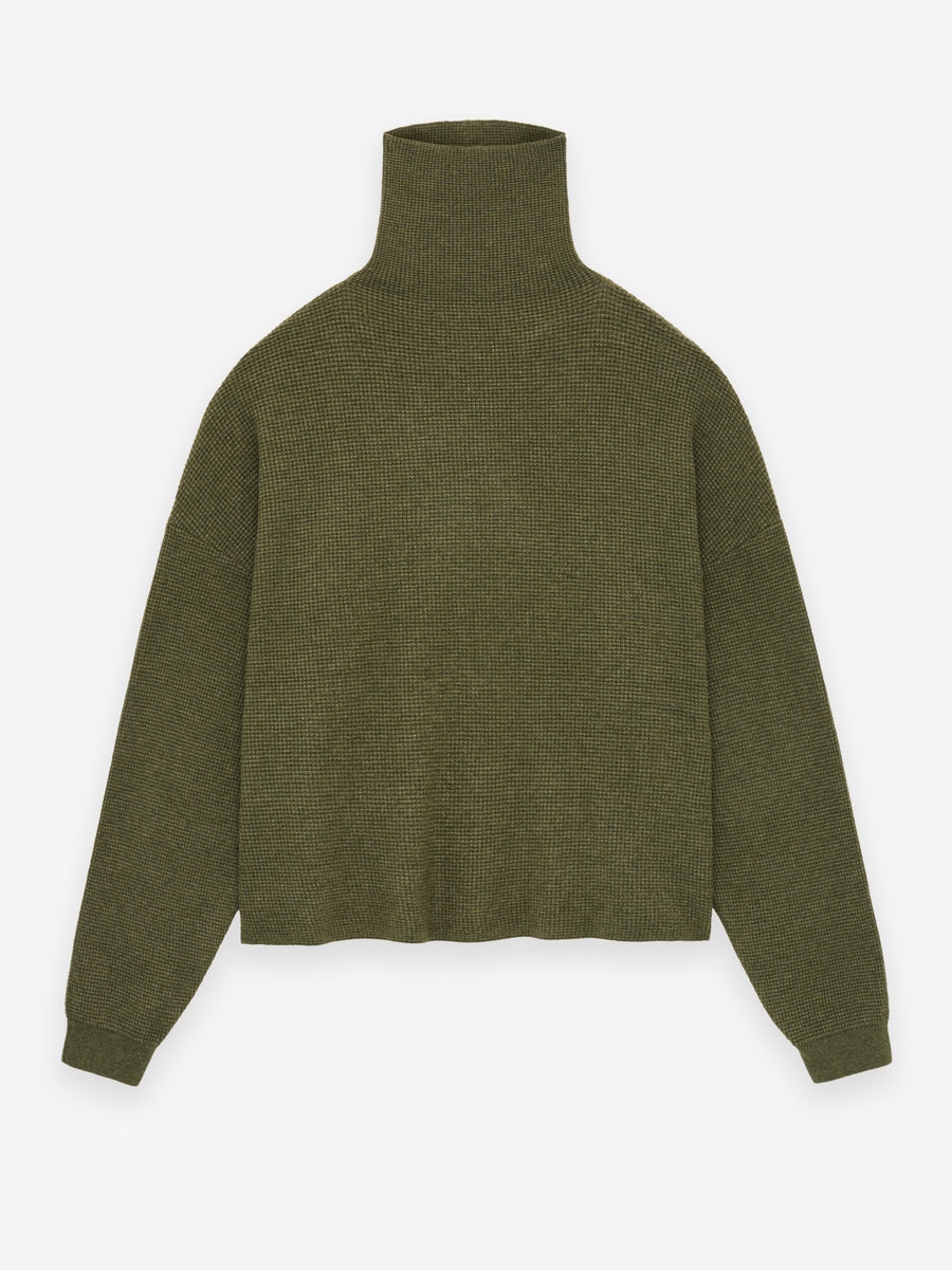 Womens Waffle Turtleneck - 1