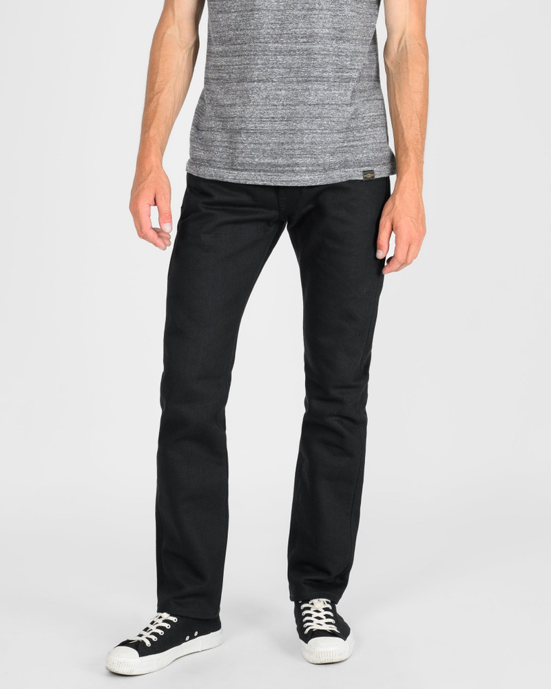 Iron Heart IH-777S-SB 21OZ SELVEDGE DENIM SLIM TAPERED CUT JEANS - SUPERBLACK NON-FADE outlook