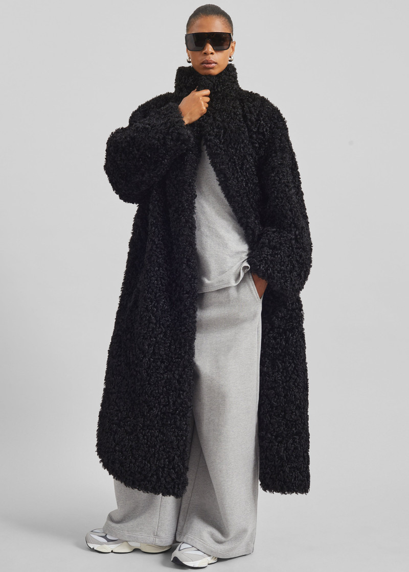 Ravello Faux Shearling Robe Coat - Black 10