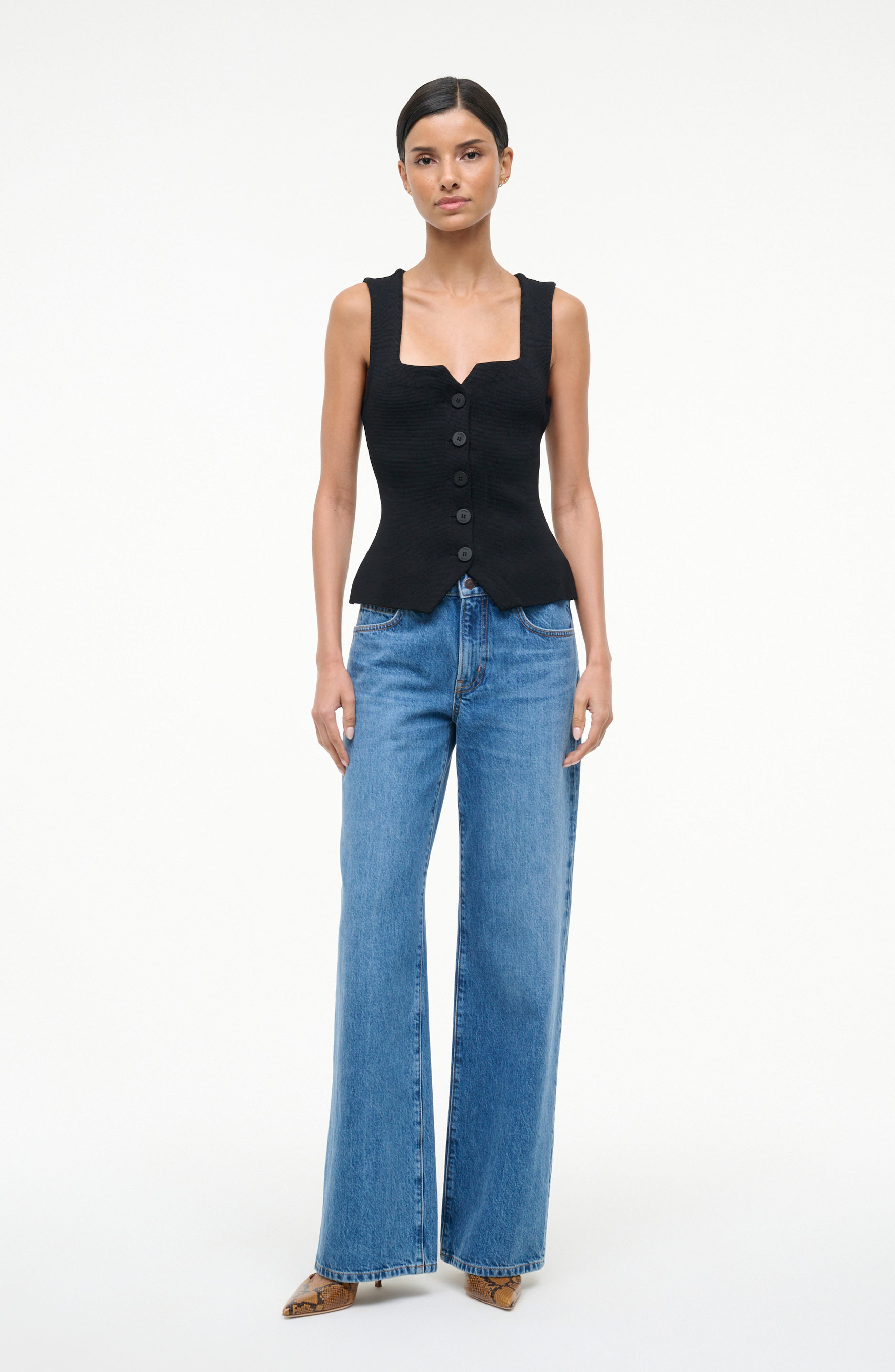 STAUD Marisa Square Neck Top in Black at Nordstrom - 5