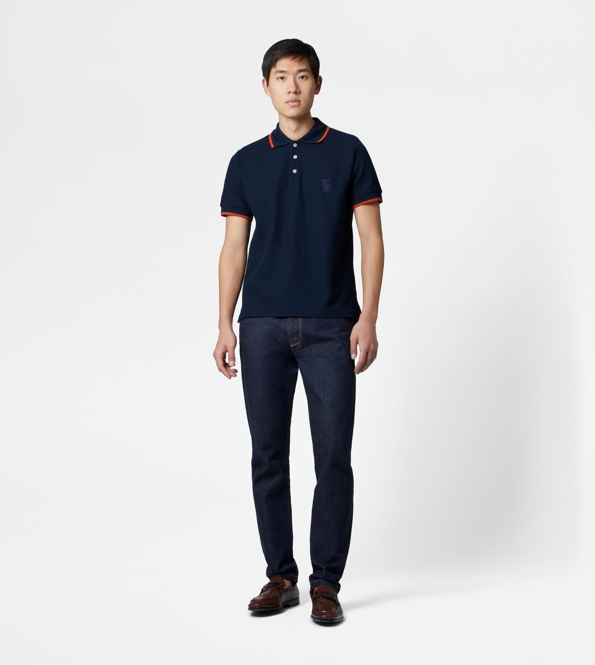 POLO SHIRT IN JACQUARD COTTON - BLUE - 2