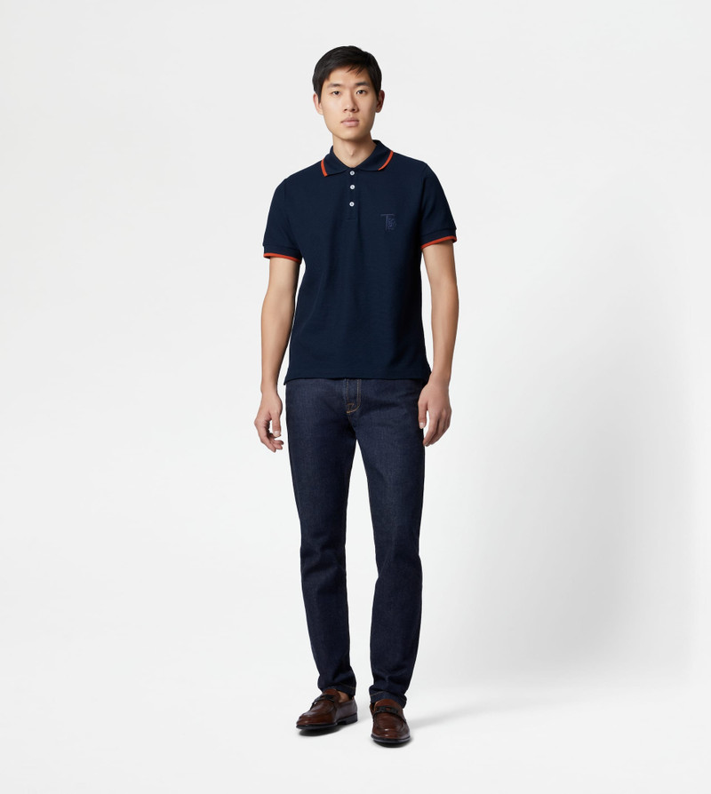 Tod's POLO SHIRT IN JACQUARD COTTON - BLUE outlook