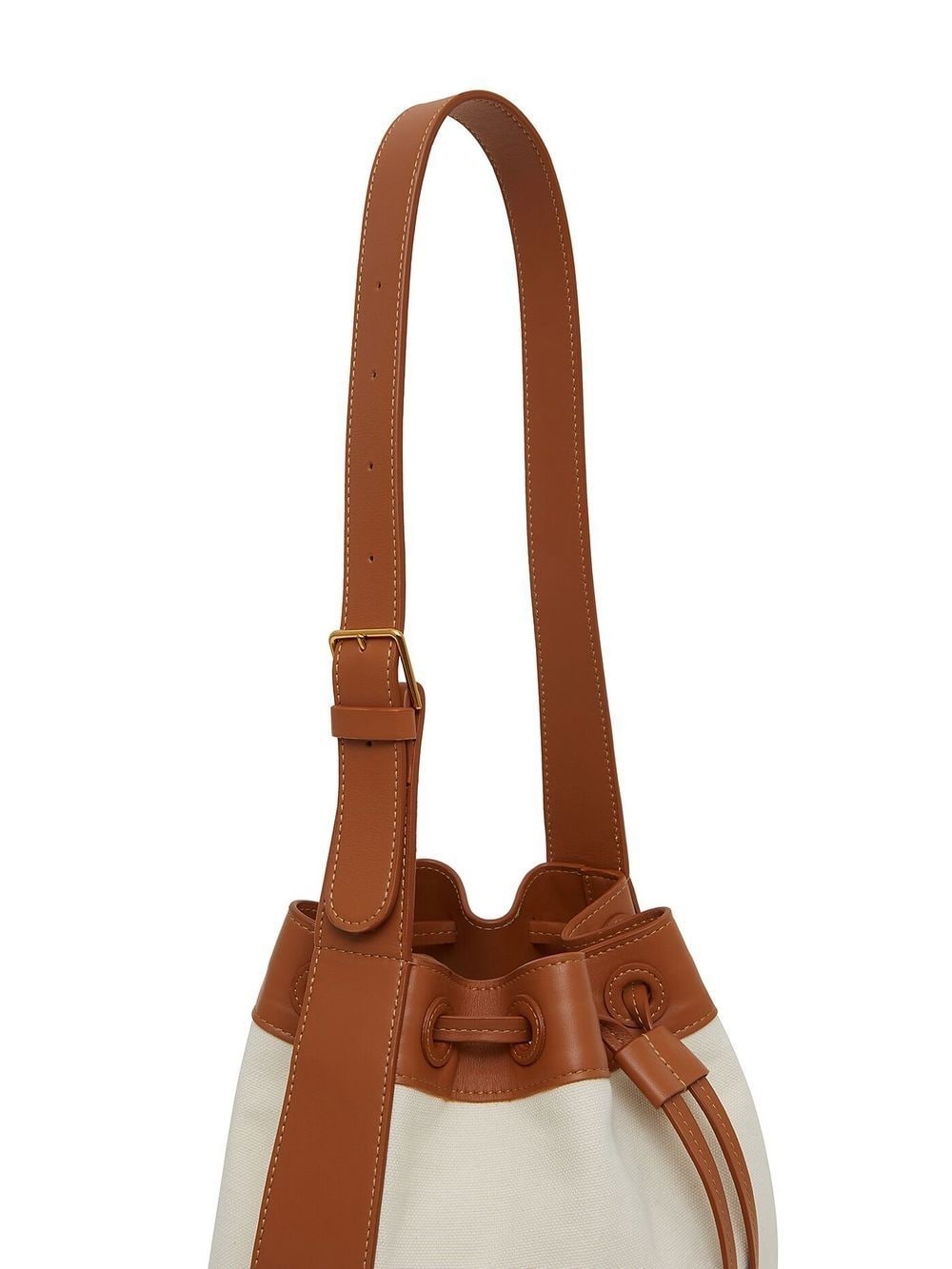 Block leather-trim bucket bag - 3