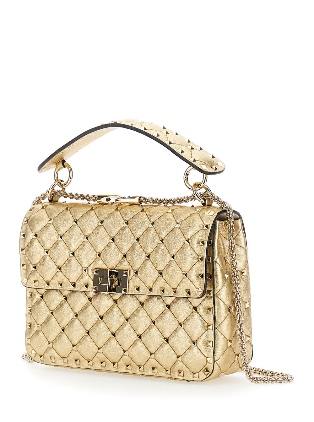 Valentino Garavani Women 'Rockstud Spike' Metallic Medium Crossbody Bag With Chain-Link Shoulder Str - 2