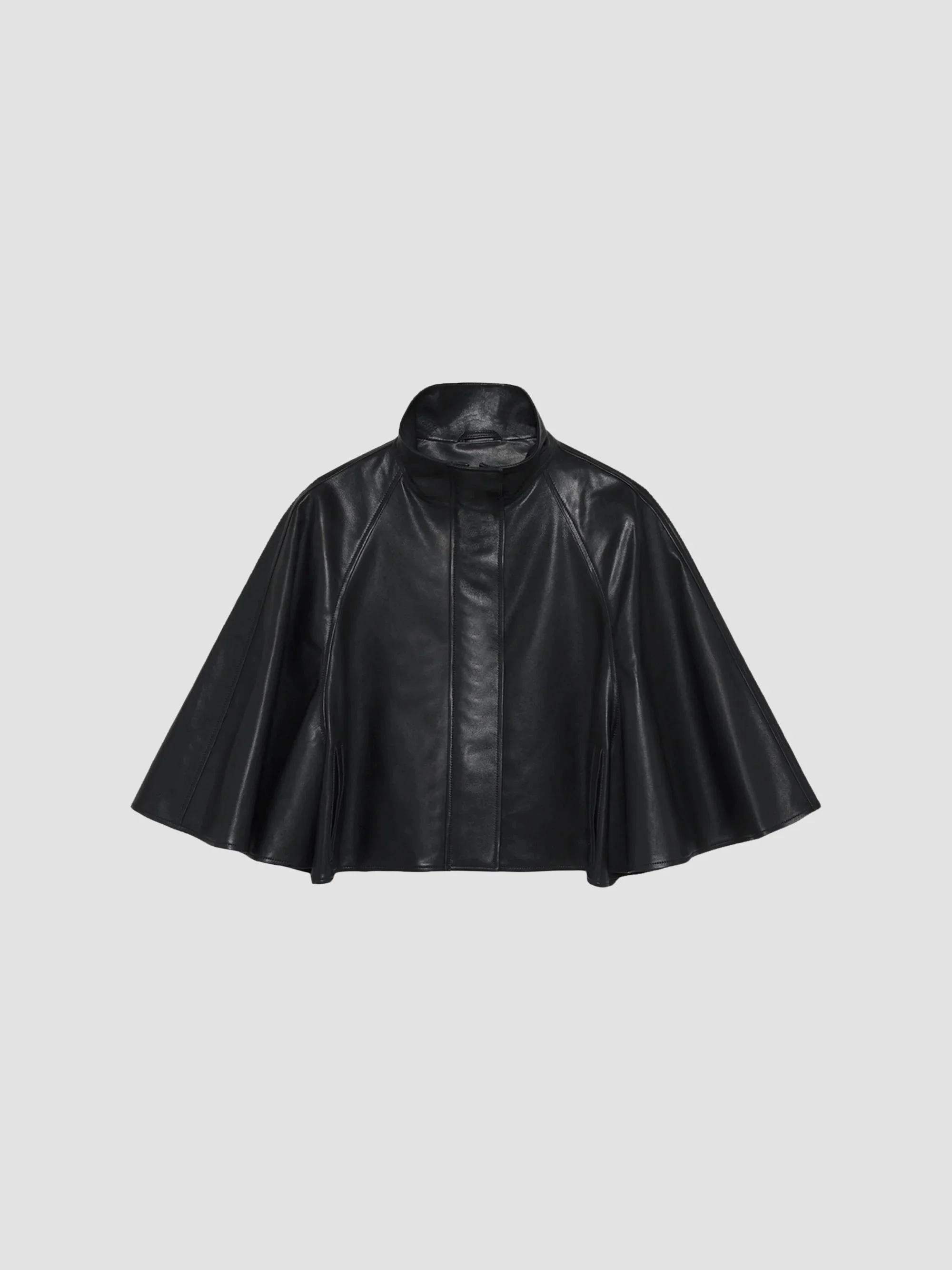 Women's Orvik Leather Cape Jacket - Black - 1