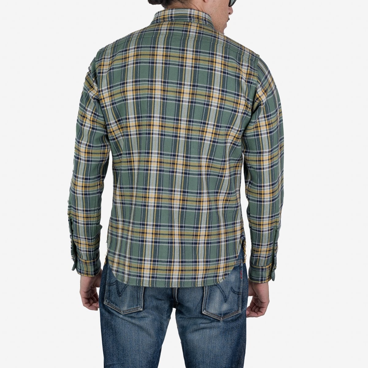 Ultra Heavy Flannel Tartan Check Work Shirt - Green - 4