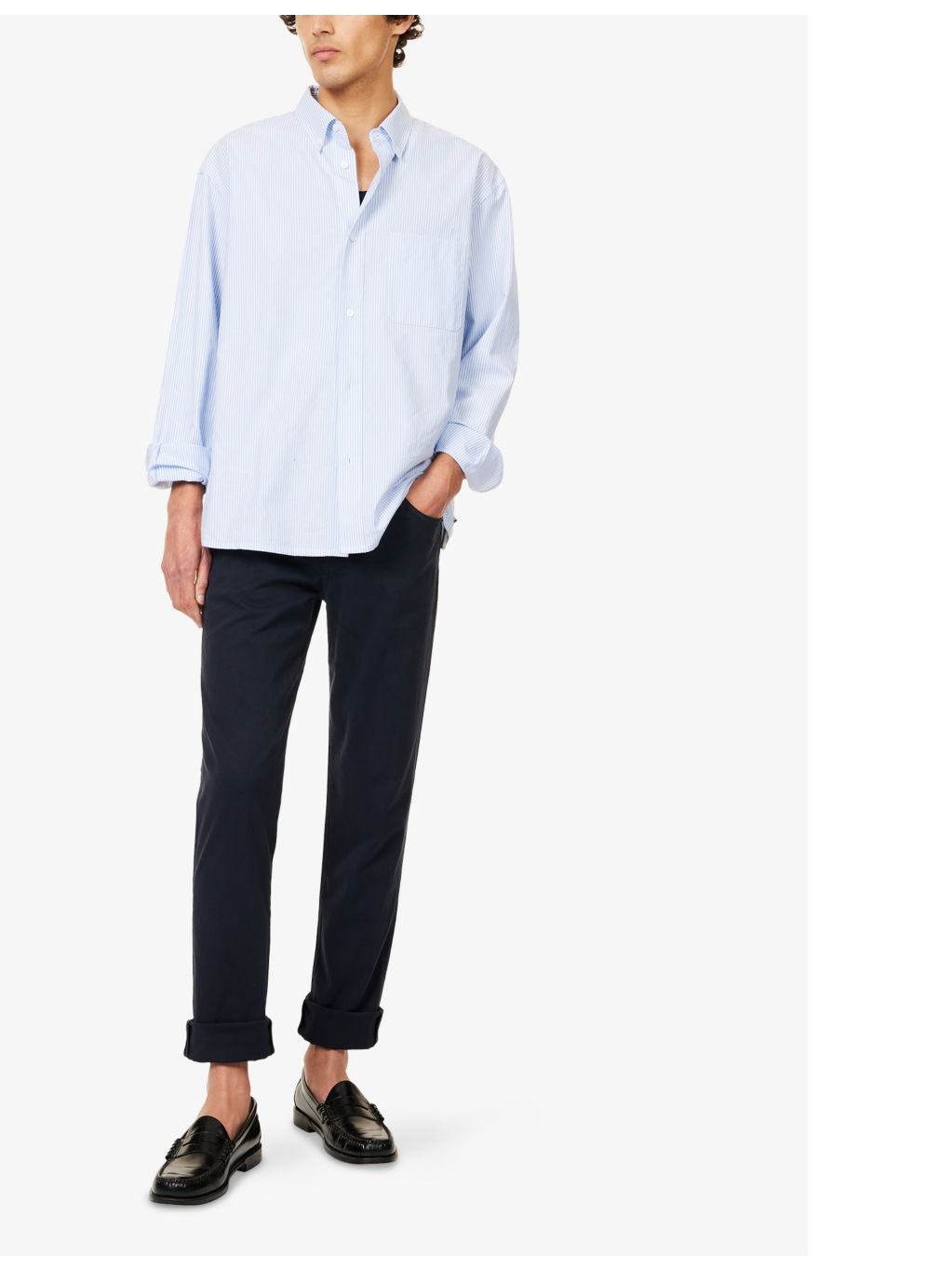 London slip-pocket straight-leg regular-fit cotton-blend trousers - 2