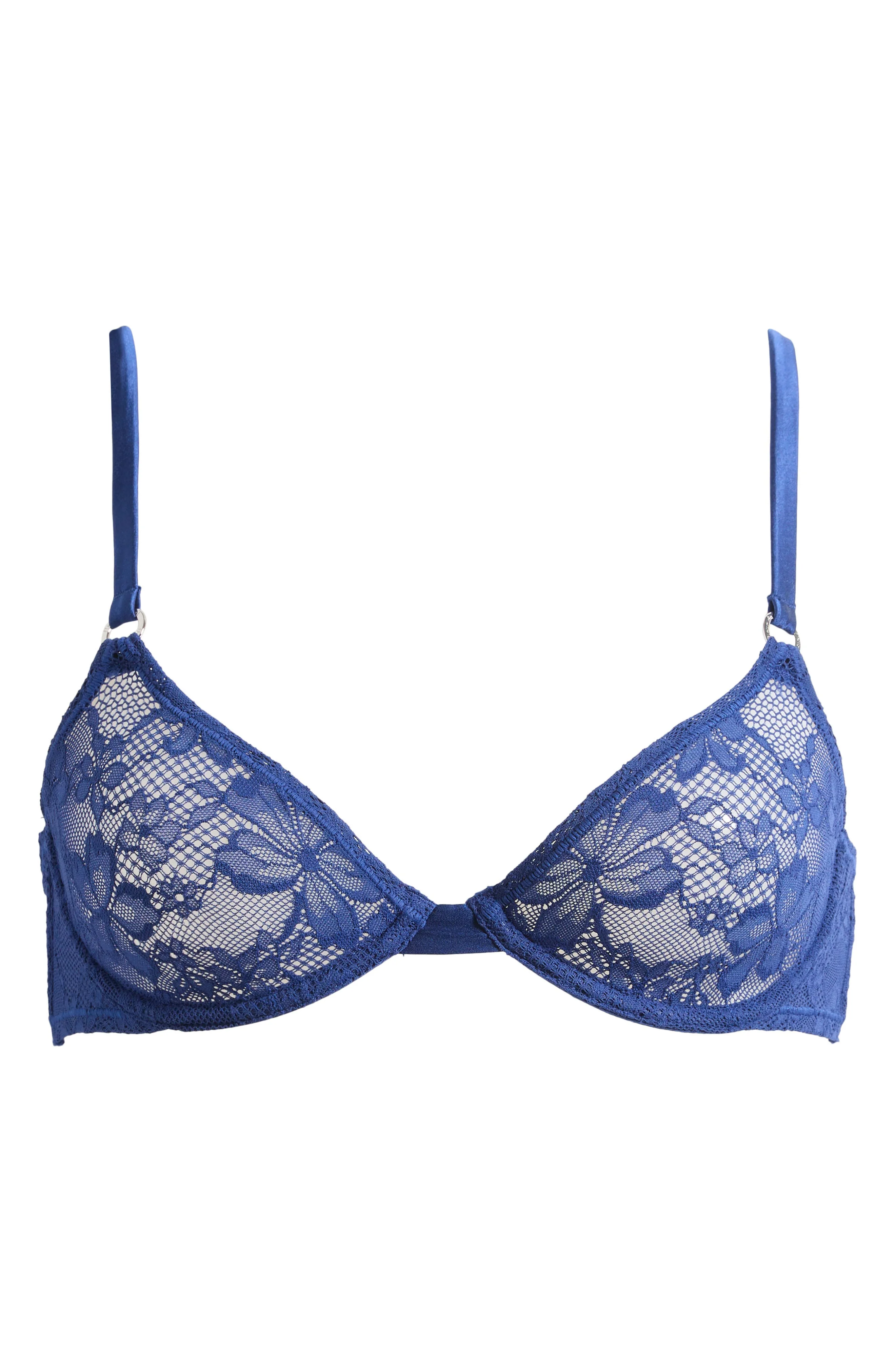 Fleur Du Mal Le Stretch Lace Demi Bra in Starry Blue at Nordstrom - 1