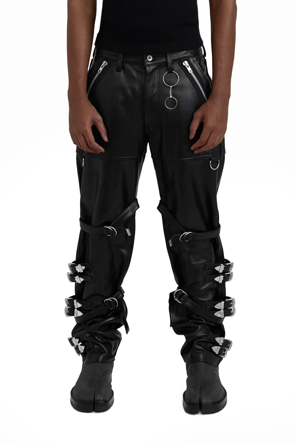 Doublet Buckle Overload Leather Pants Black - 3