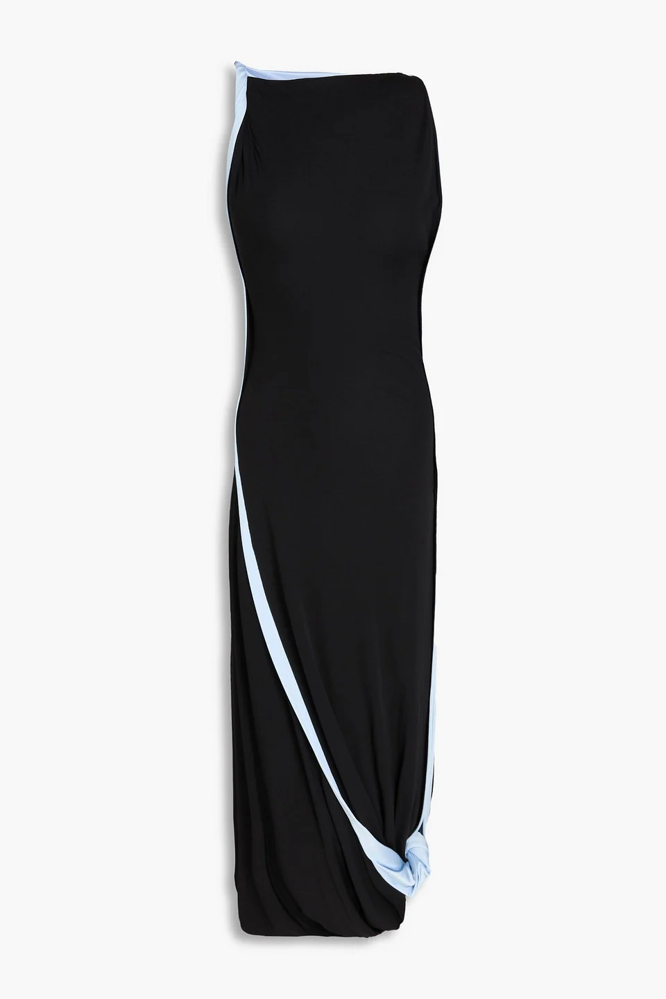 Asymmetric two-tone twisted jersey midi dress - 1