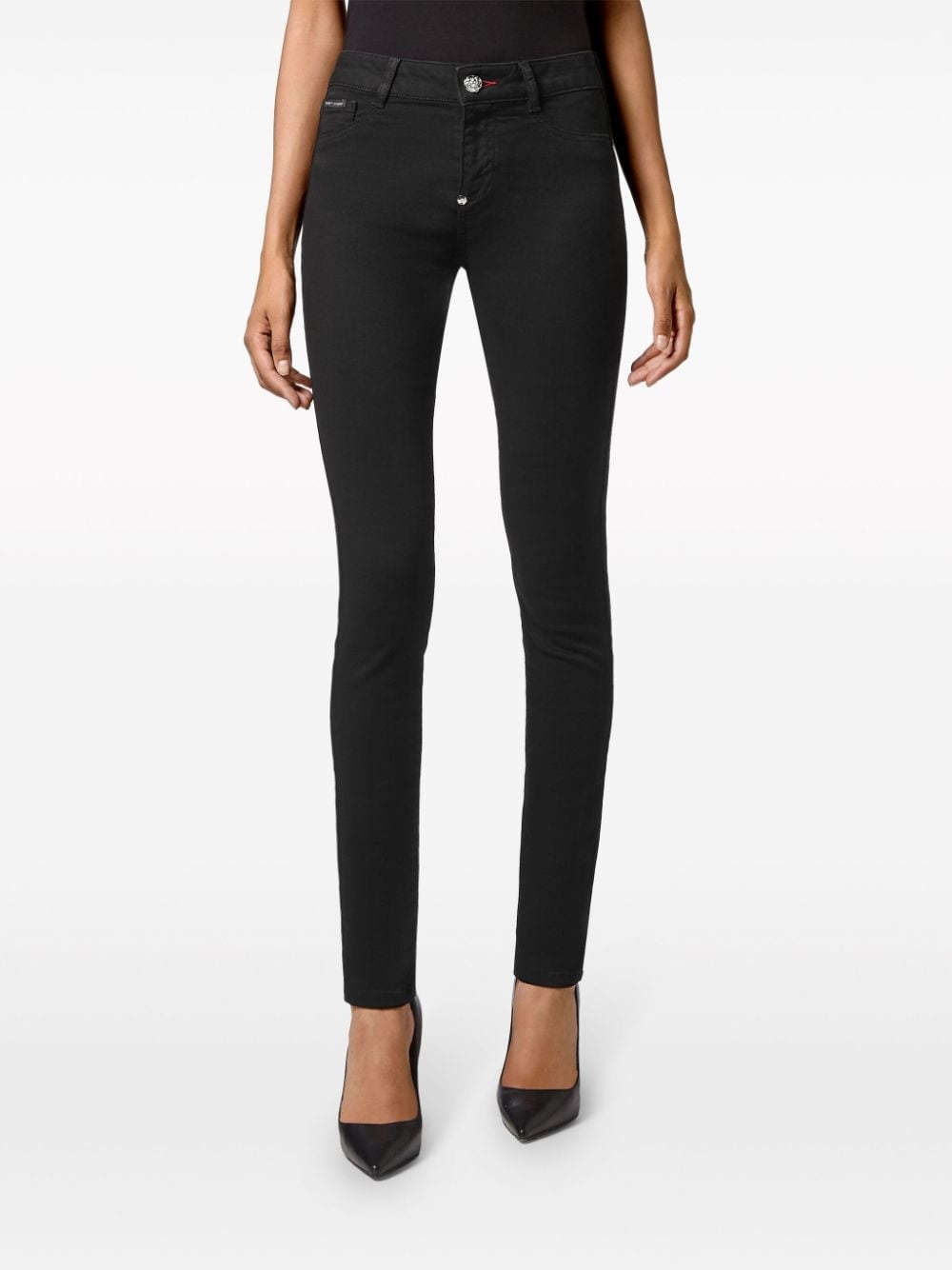 logo-plaque skinny-cut jeans - 3