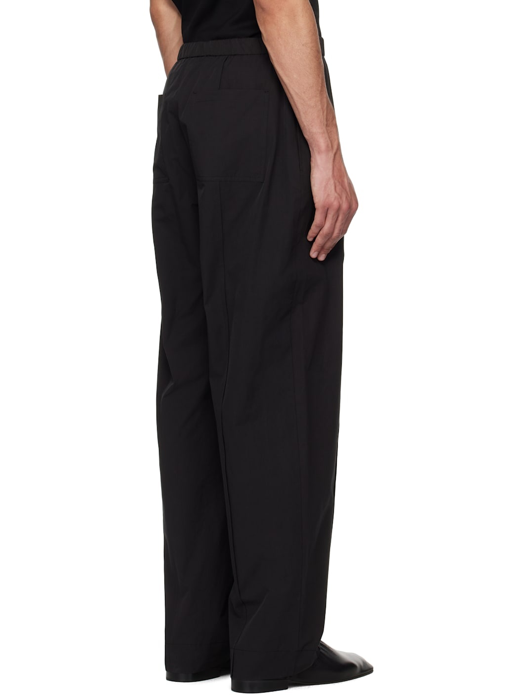 Black Belted Tuck Banding Trousers - 3