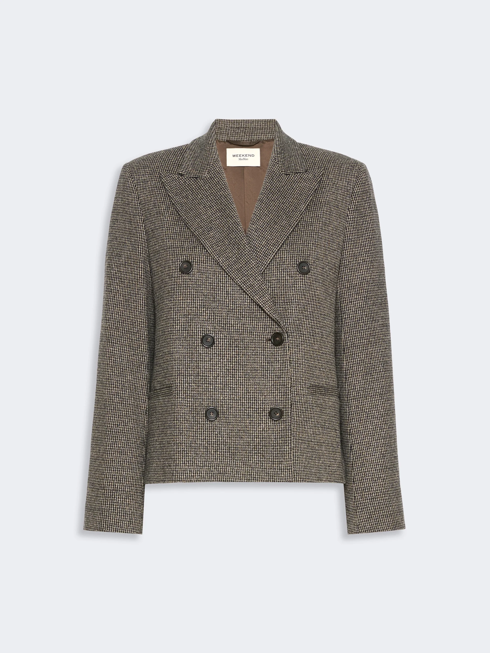 GRADO Double-breasted jacket in micro jacquard jersey - BROWN - 1