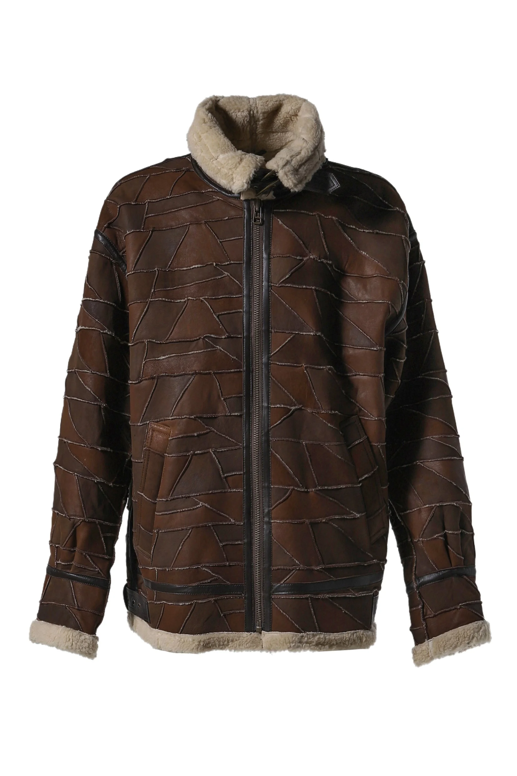 GUSA PATCHWORK SHEARLING JKT / BRW - 1