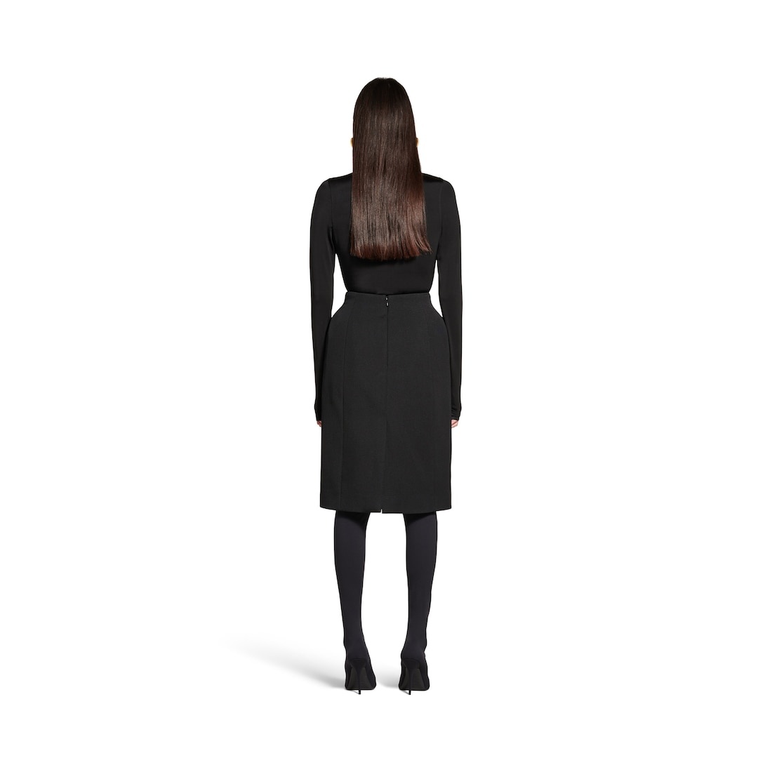Women's Hourglass Midi Skirt in Black - 4