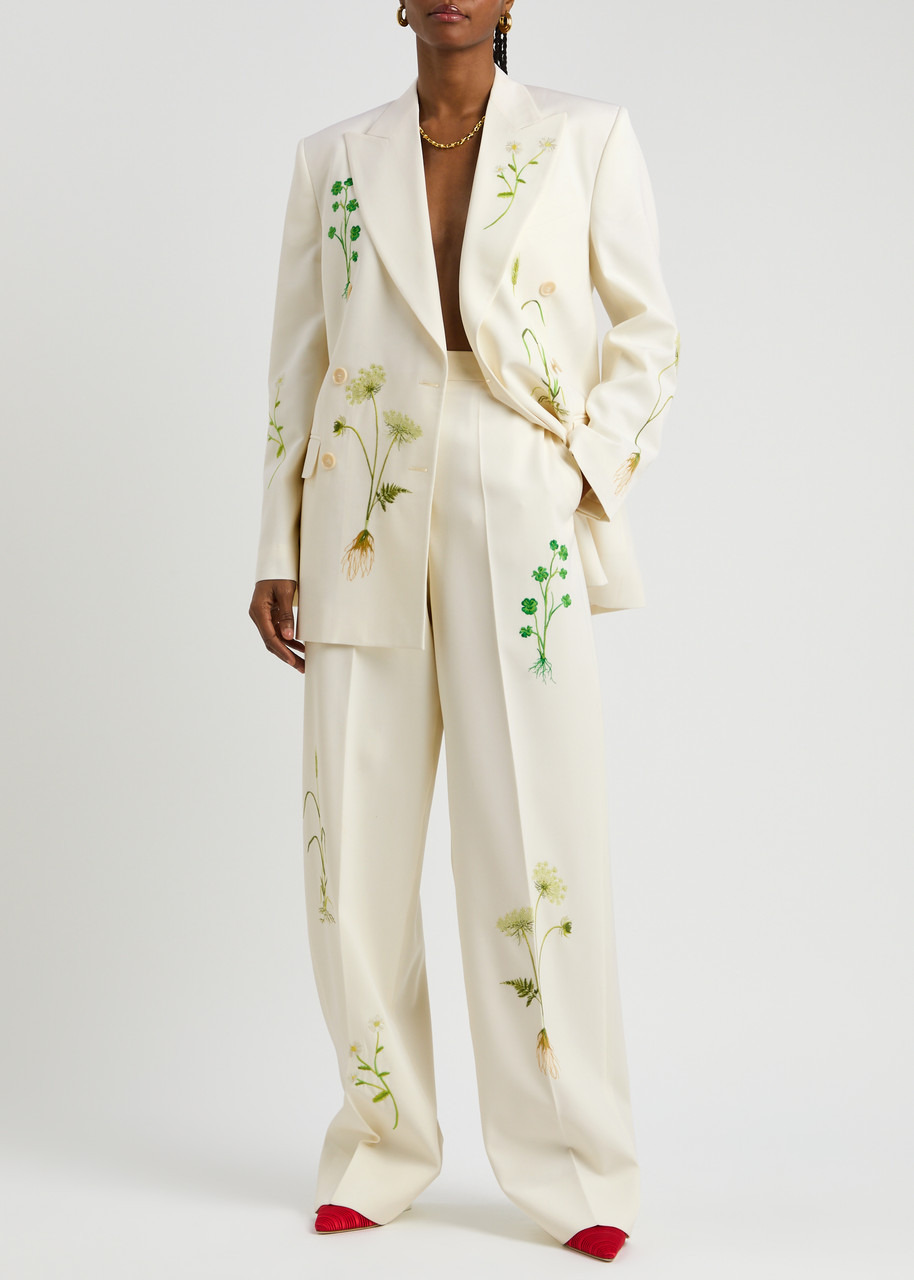 Stella Mccartney Floral-embroidered Stretch-wool Trousers - 4