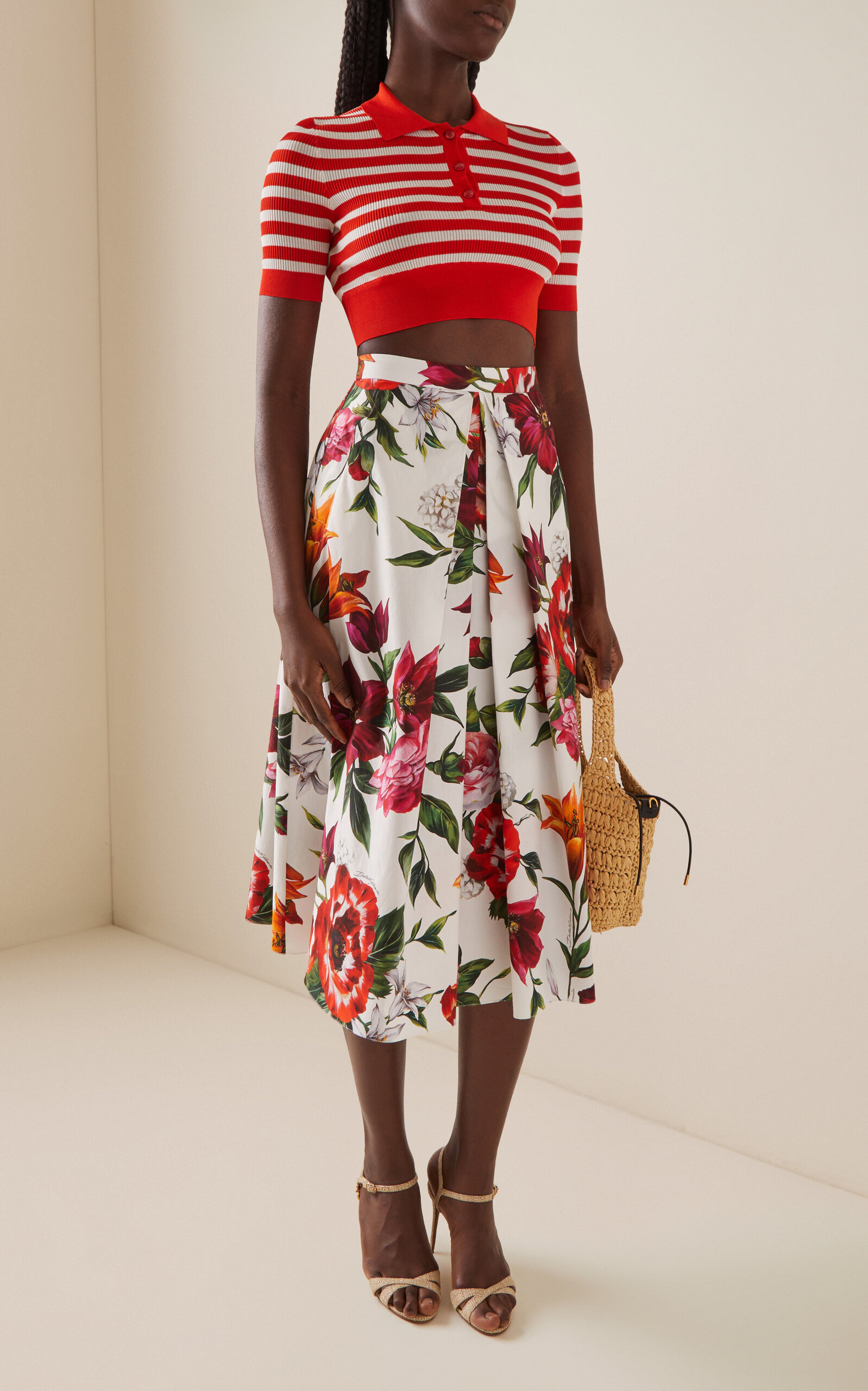 Floral-Printed Cotton Poplin Midi Skirt floral - 2