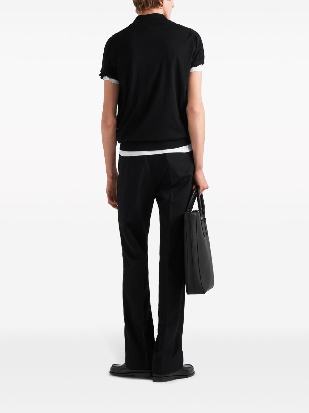 logo-embroidered wool polo shirt - 3