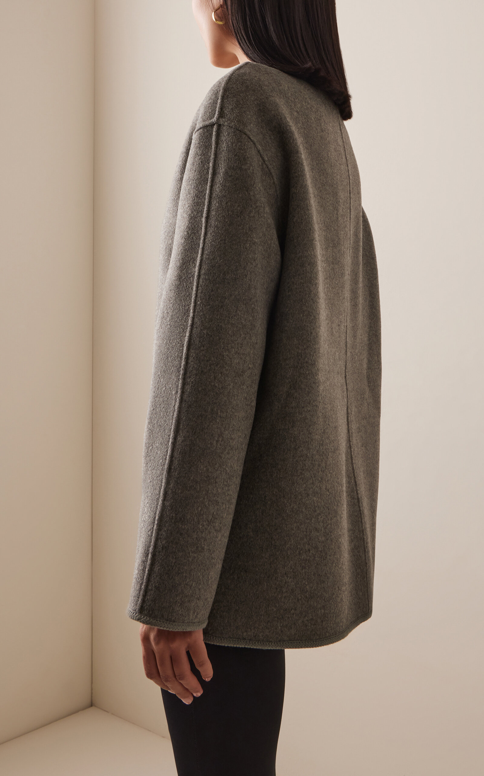 Mandarin closure double-faced jacket grey - 4