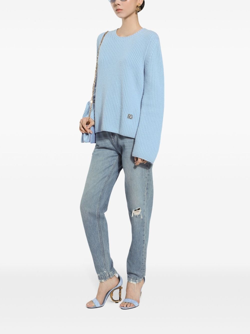 DG-logo plaque cashmere jumper - 3