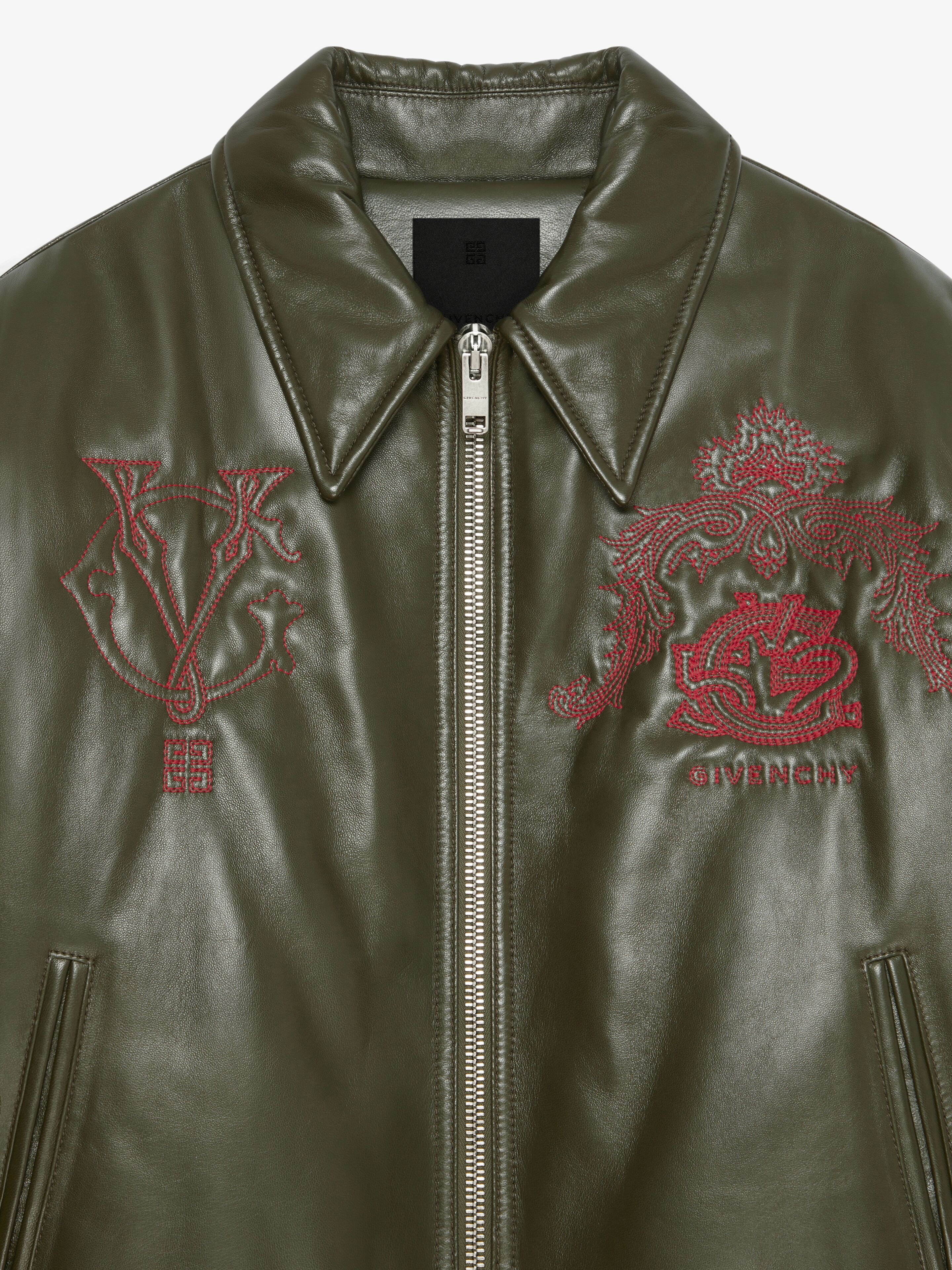 GIVENCHY CREST BOMBER JACKET IN EMBROIDERED LEATHER - 5