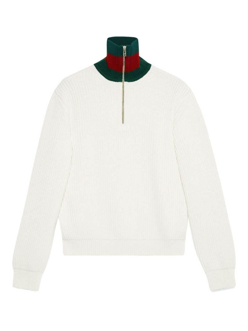 Web-stripe ribbed wool cardigan 7