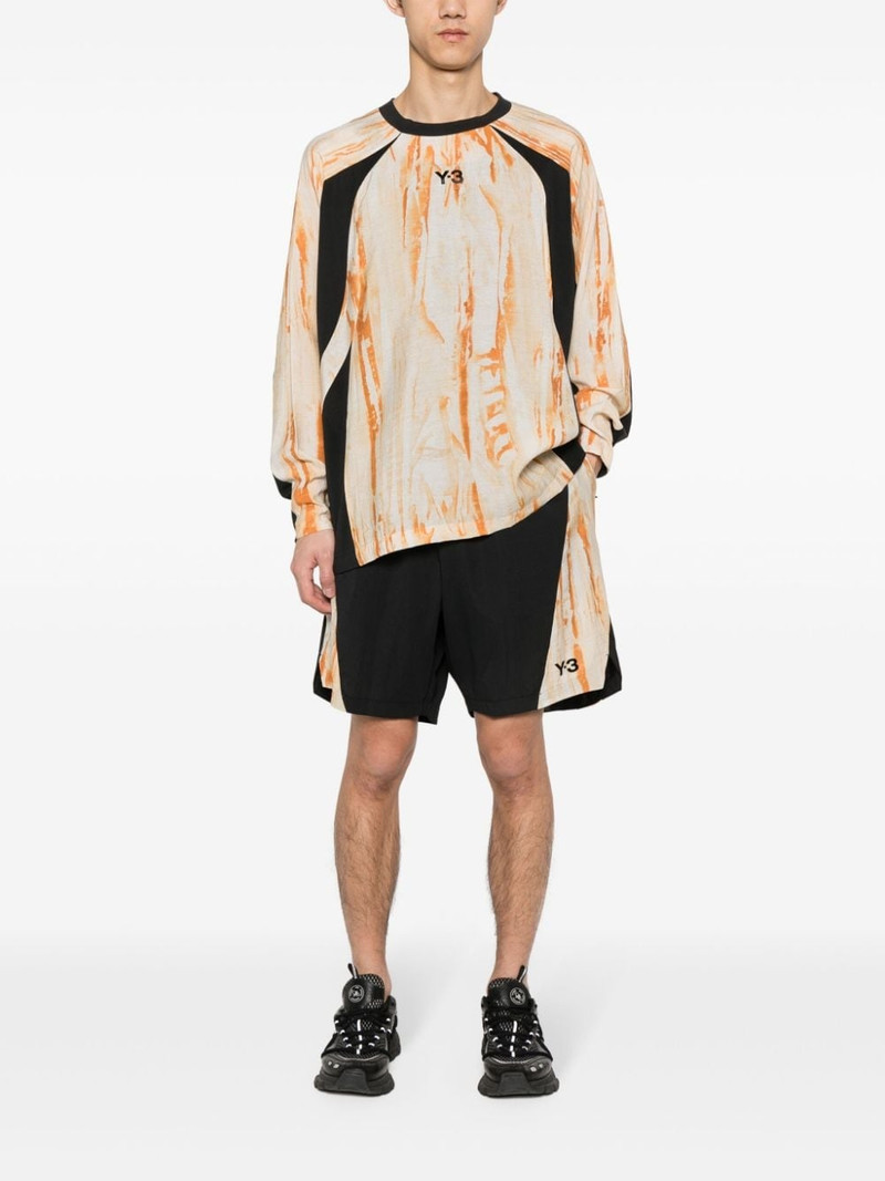 Y-3 rust-dye track shorts outlook