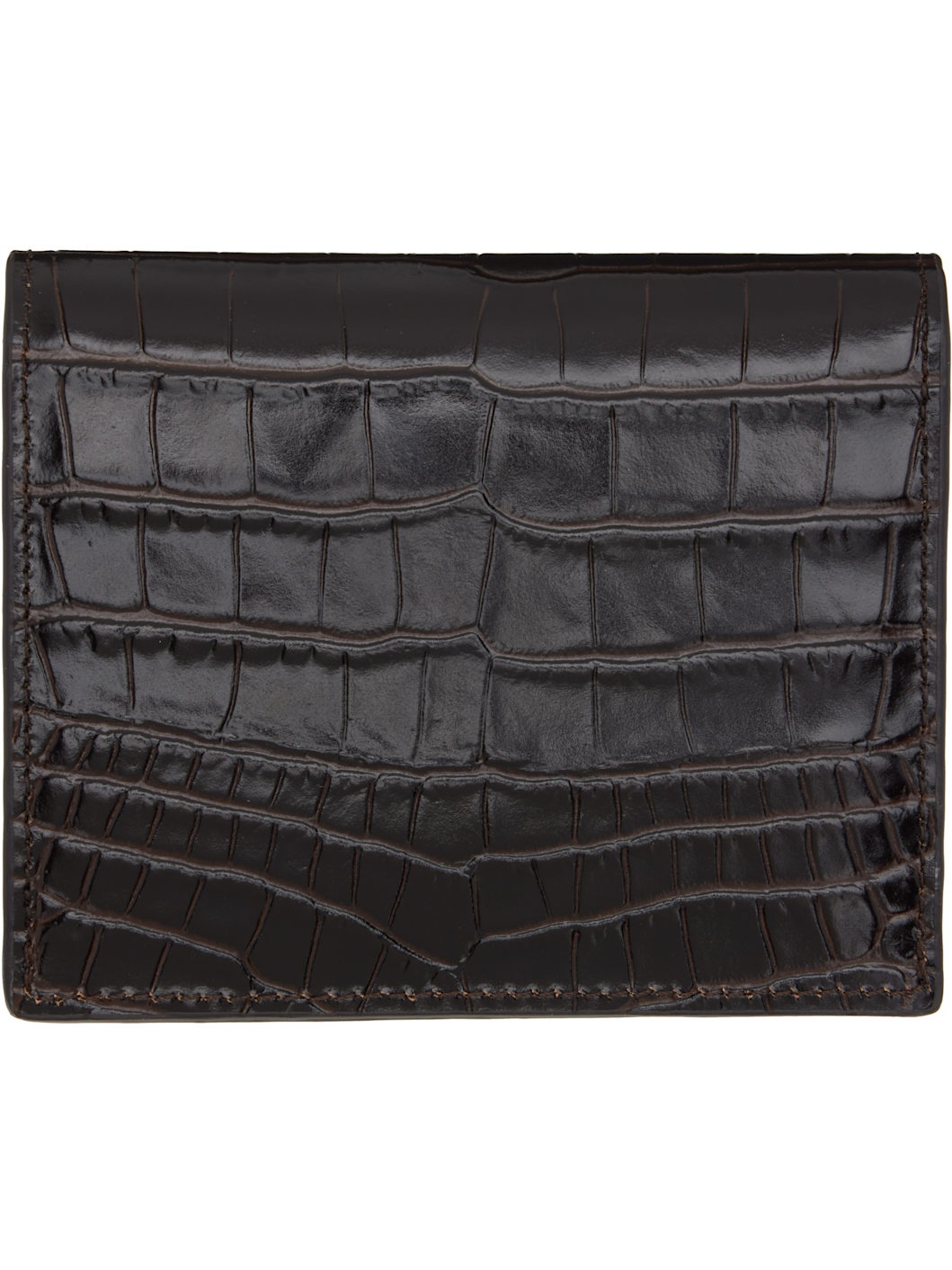 Brown T-Lock Croco-Embossed Card Holder - 2