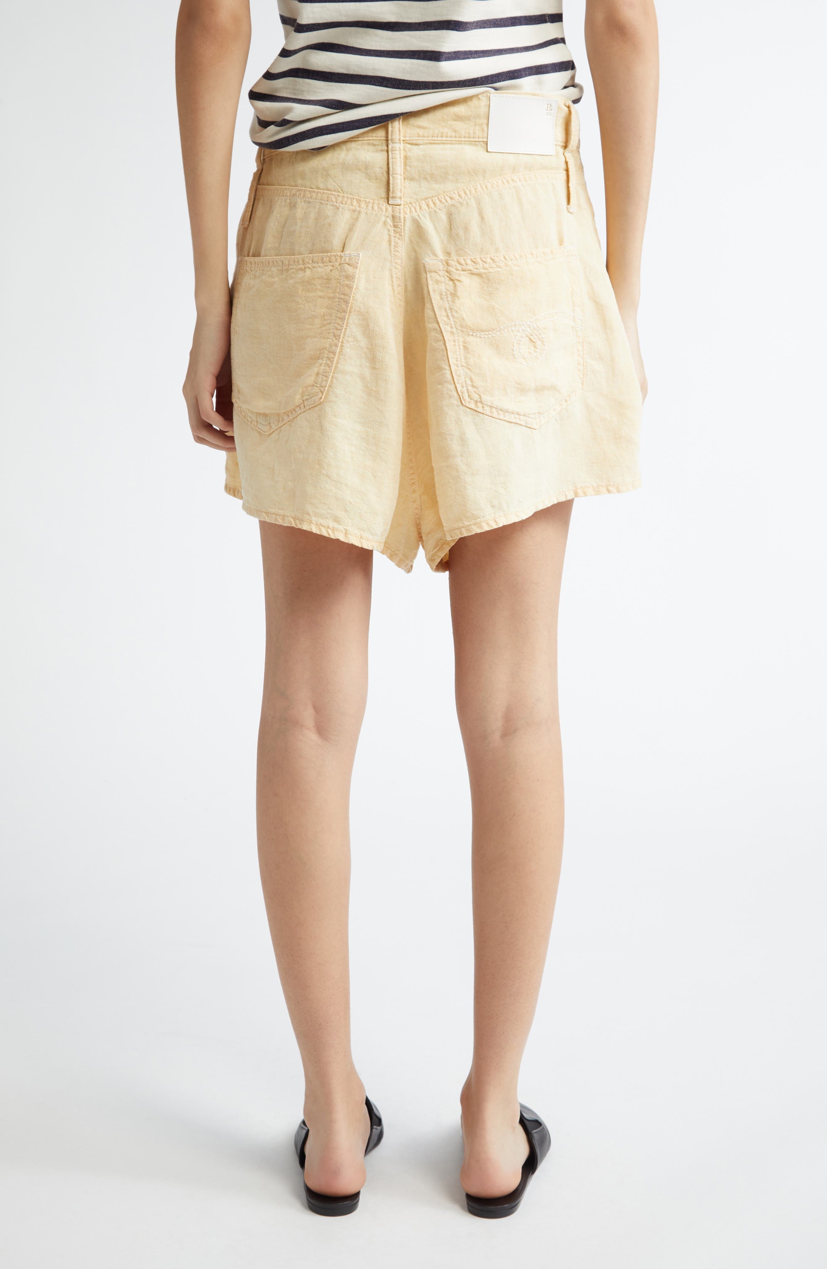 R13 Double Loop Venti Linen Shorts in Maize Linen Chambray at Nordstrom - 3