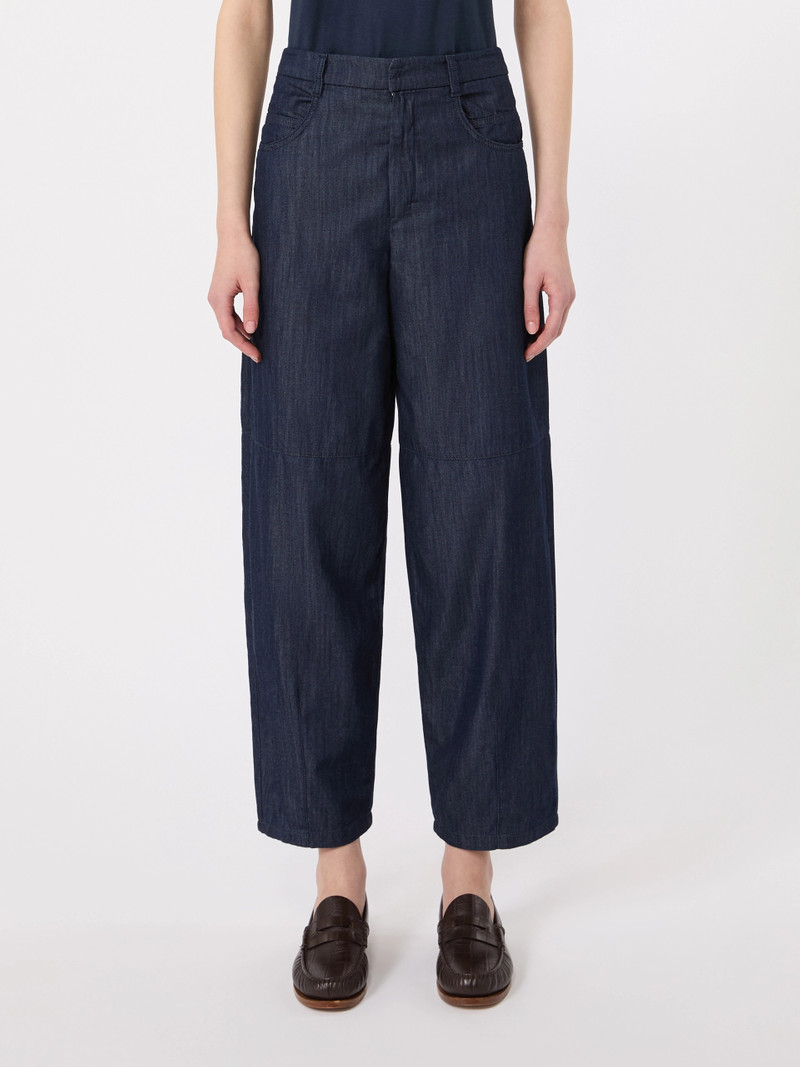PEPLO Cotton denim barrel-leg trousers - MIDNIGHTBLUE 3