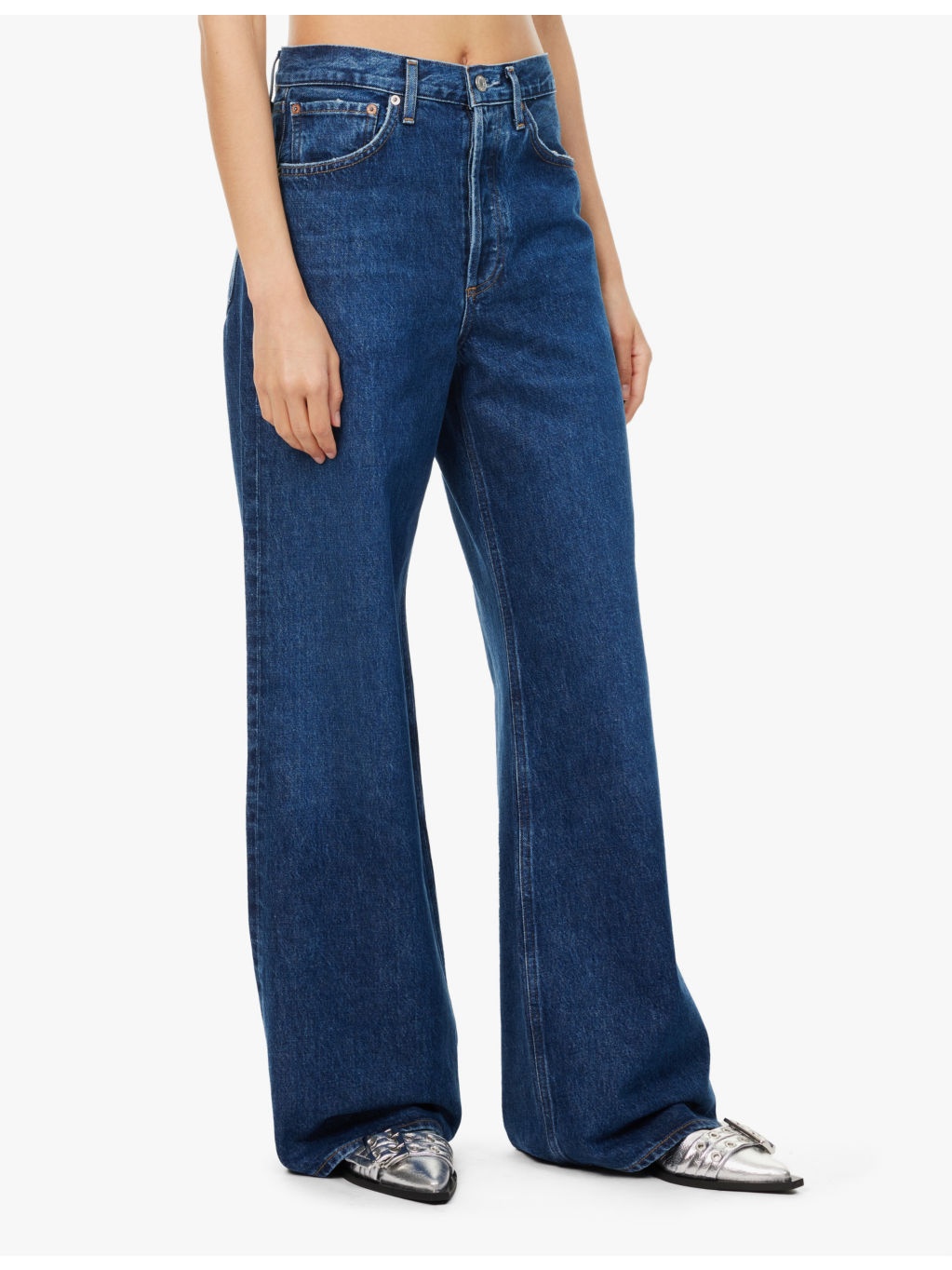Dame faded-wash wide-leg high-rise recycled-denim jeans - 3
