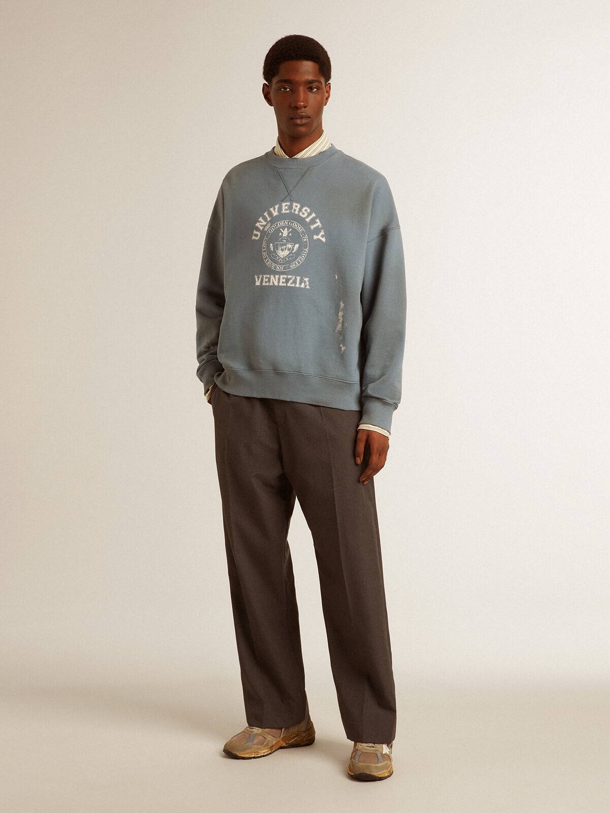 Oversized sweatshirt in baby blue with distressed finish - 3