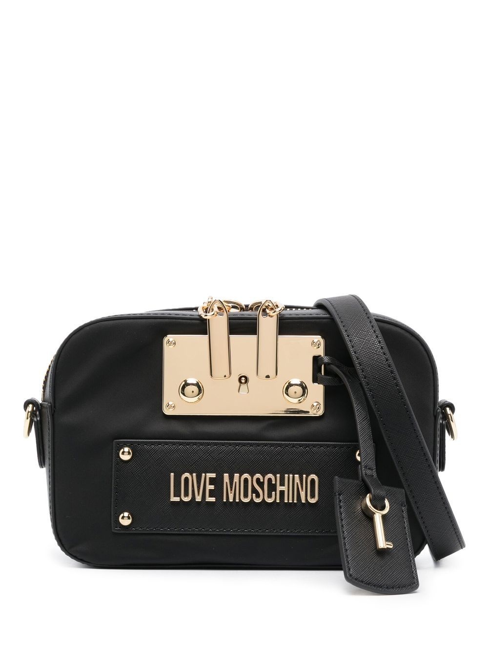 faux leather logo-lettering bag - 1