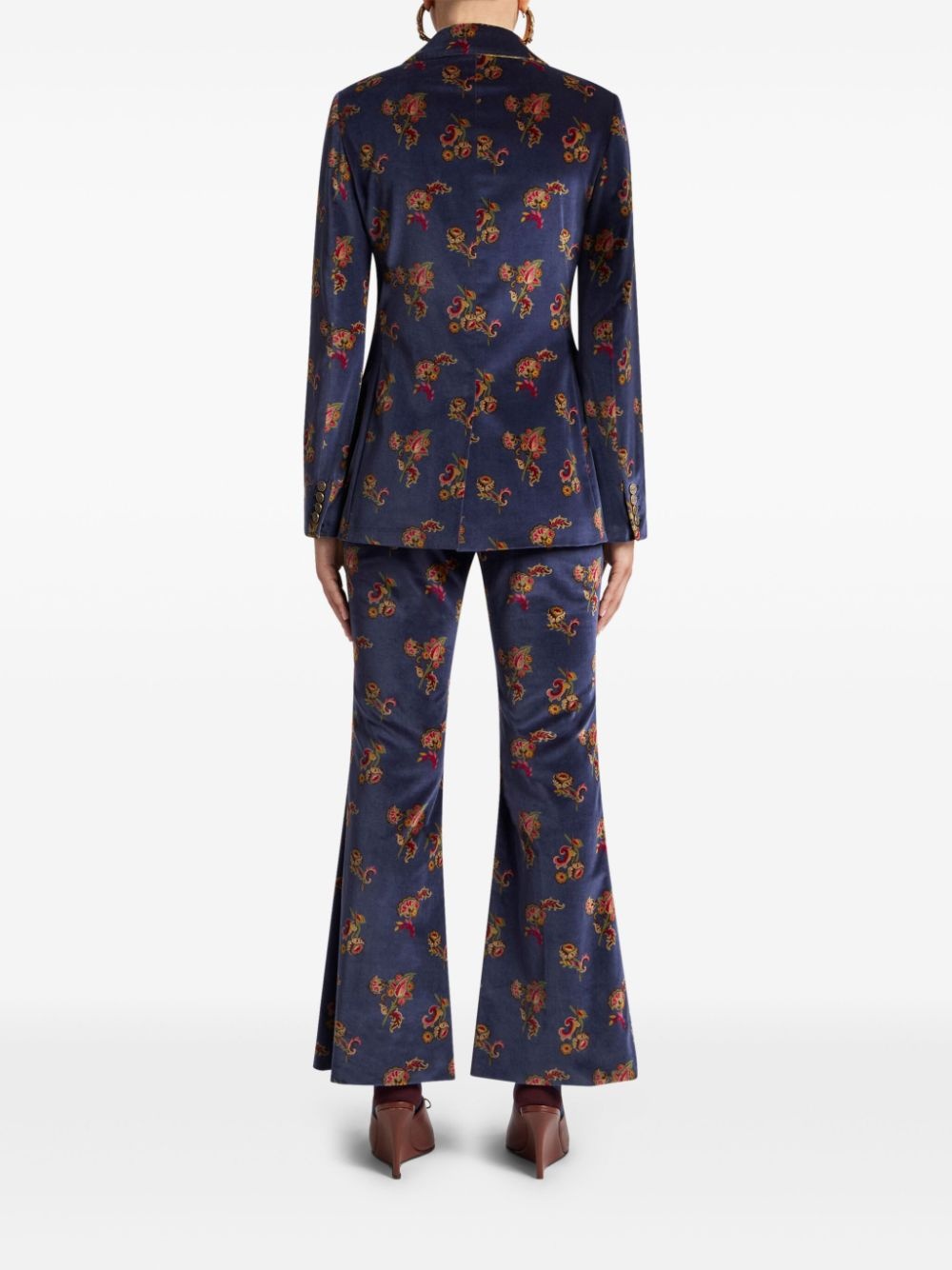 floral velvet blazer - 3