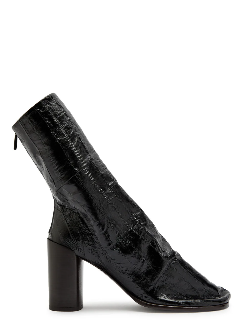 Lemaire Glove 90 Crinkled Glossed Leather Ankle Boots - 1