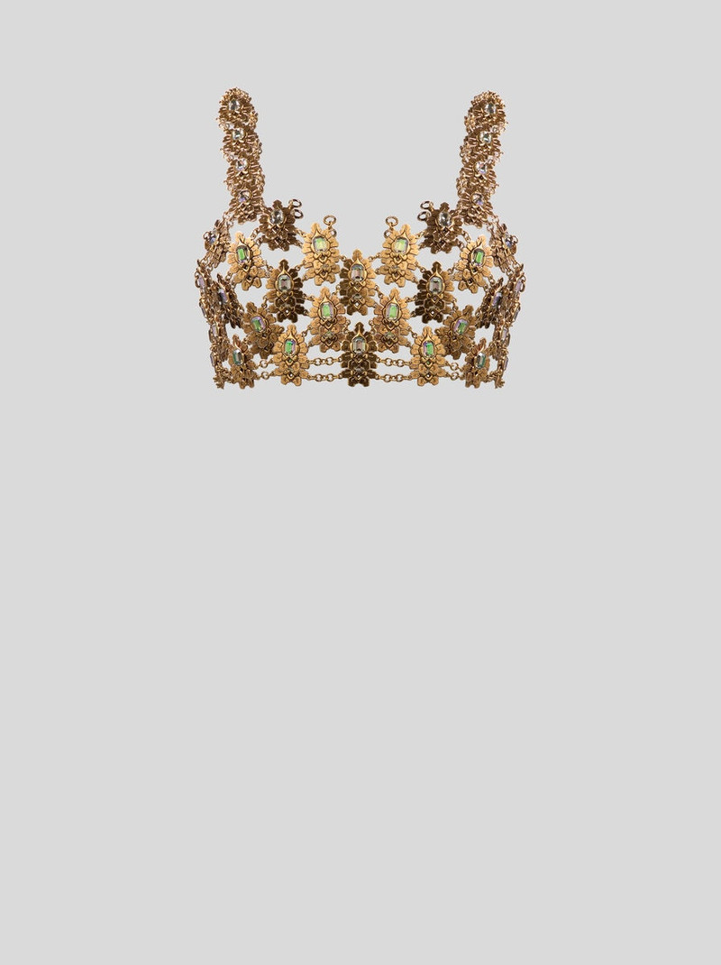 SEE-THROUGH METAL CROP TOP WITH CRYSTALS 1