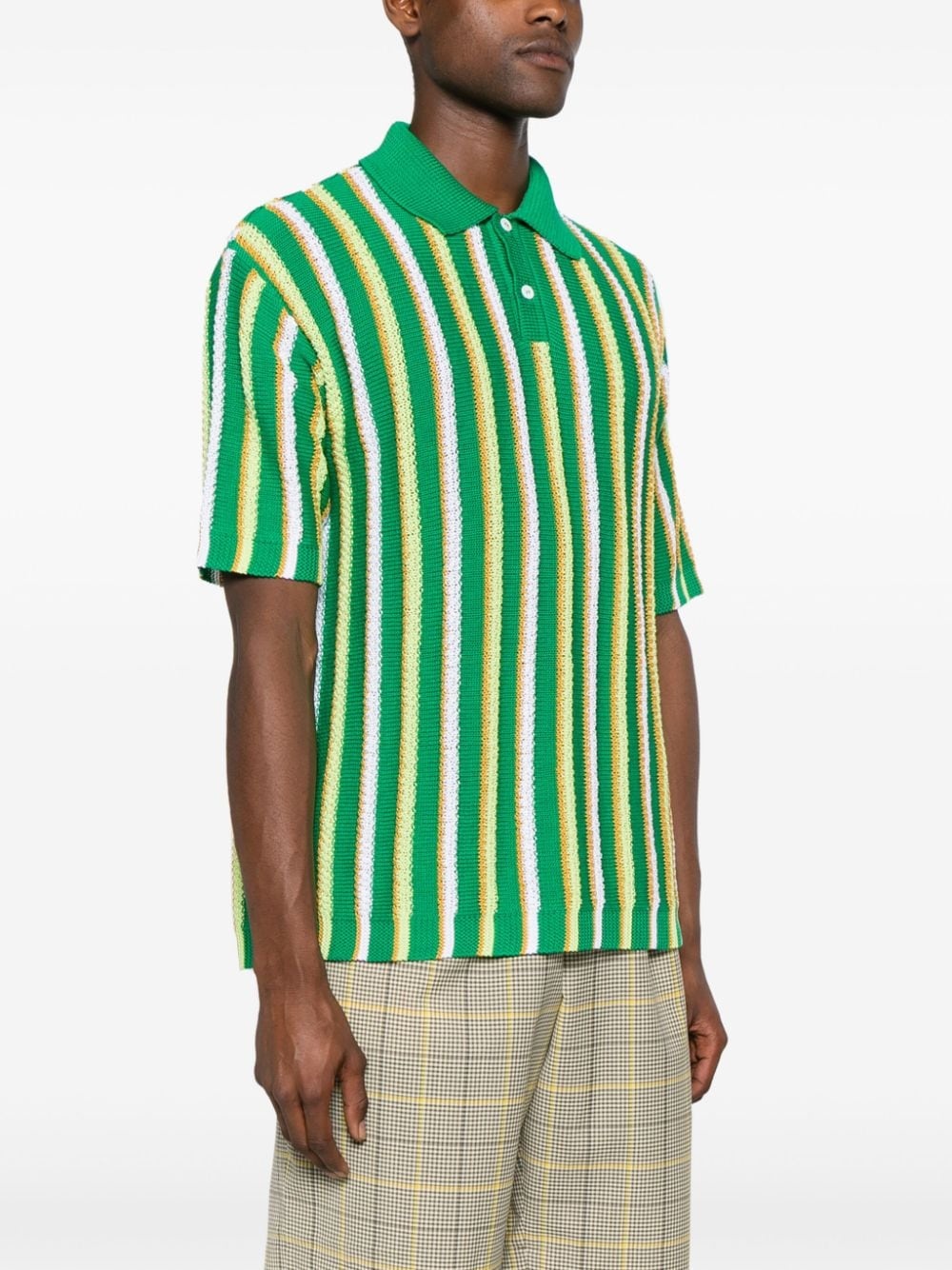 striped crochet polo shirt - 3