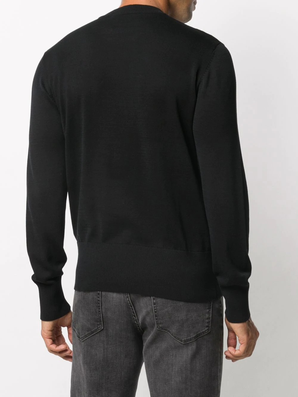 V-Emblem rib-trimmed jumper - 4