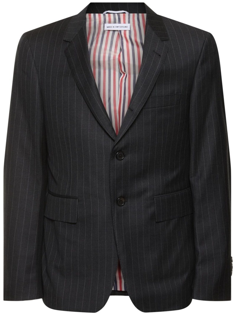 Classic pinstripe wool blazer - 1