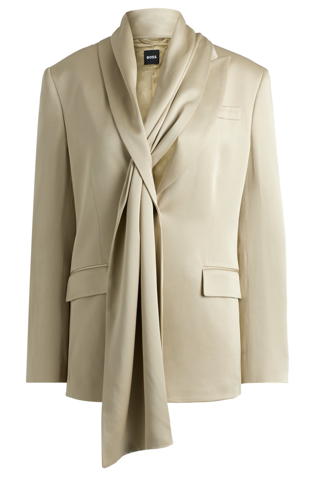 REGULAR-FIT JACKET IN SHINY FABRIC WITH SHAWL DETAIL - 1