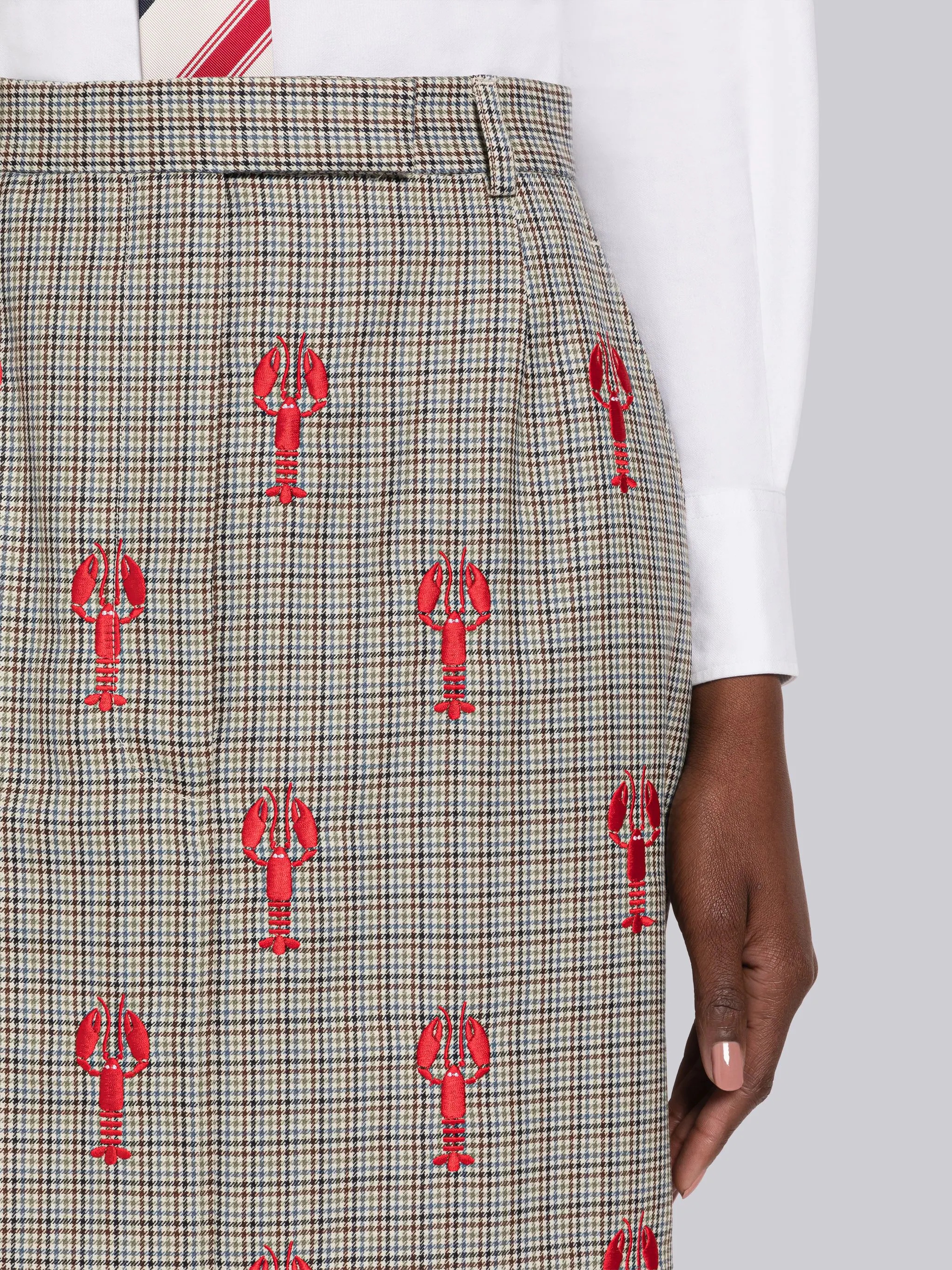 Houndstooth Lobster Half Drop Straight Skirt - 5