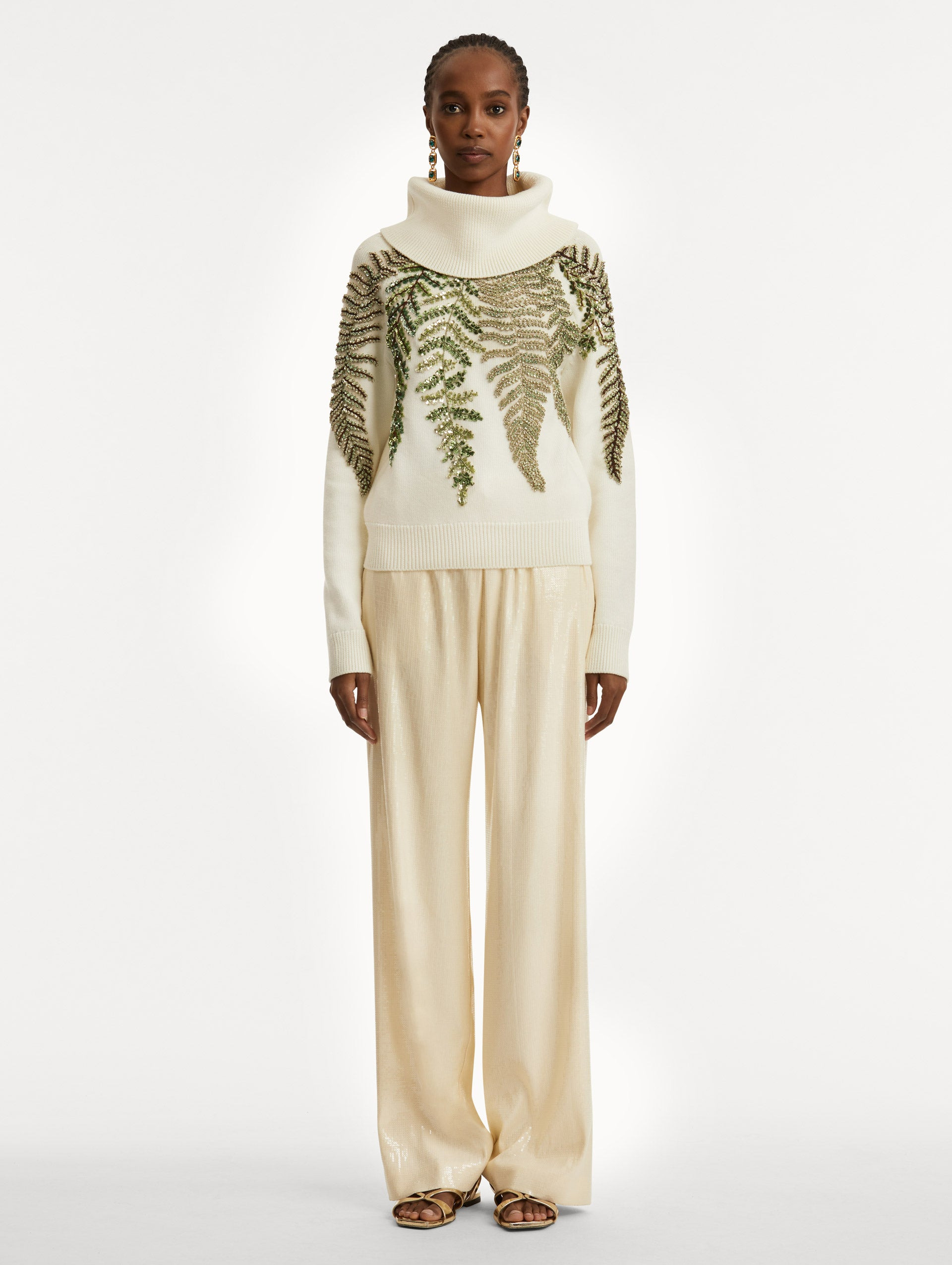 FERN CRYSTAL EMBROIDERED TURTLENECK - 3