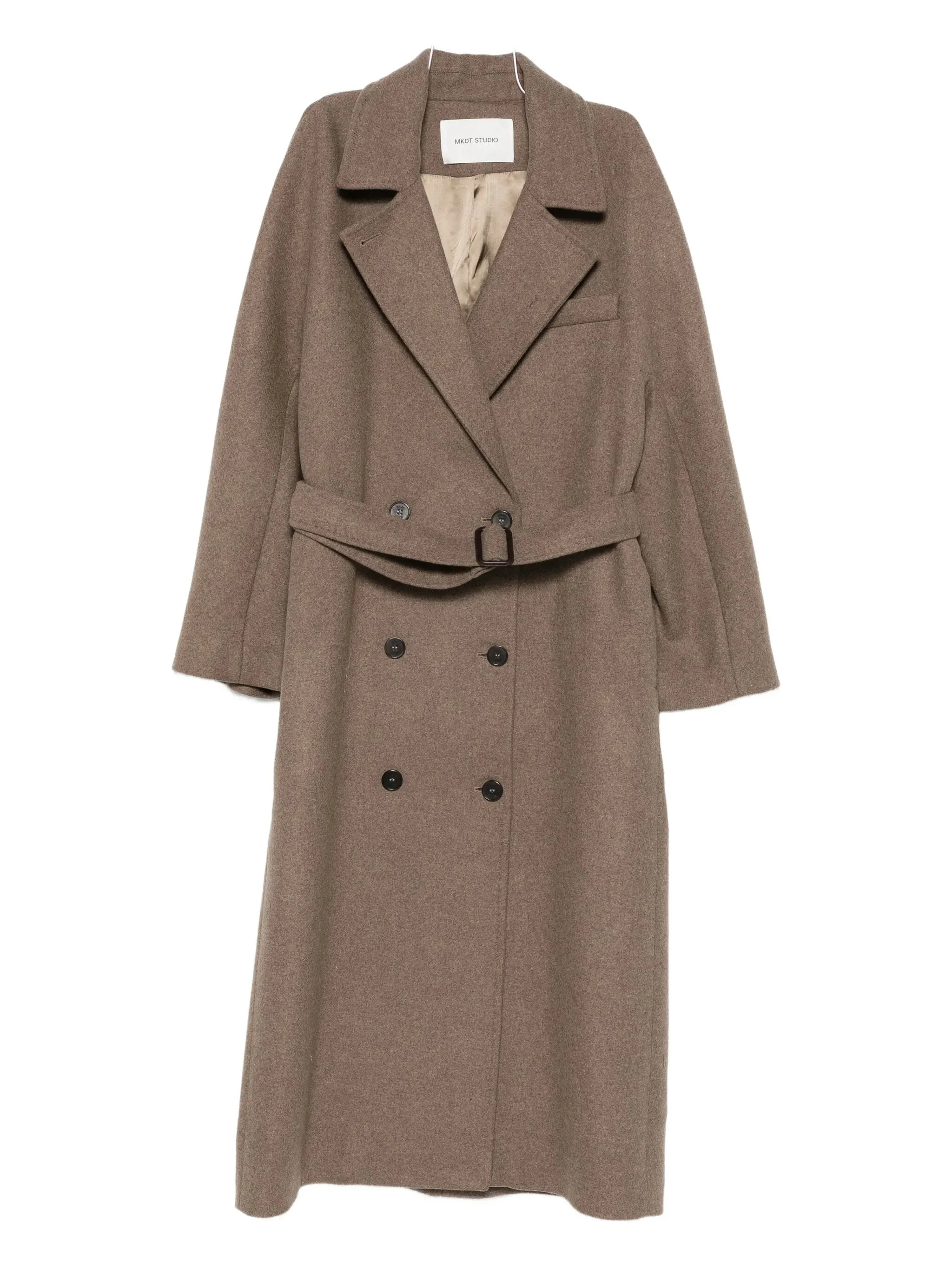 Mark Kenly Domino Tan Belted Double-breasted Coat - 1
