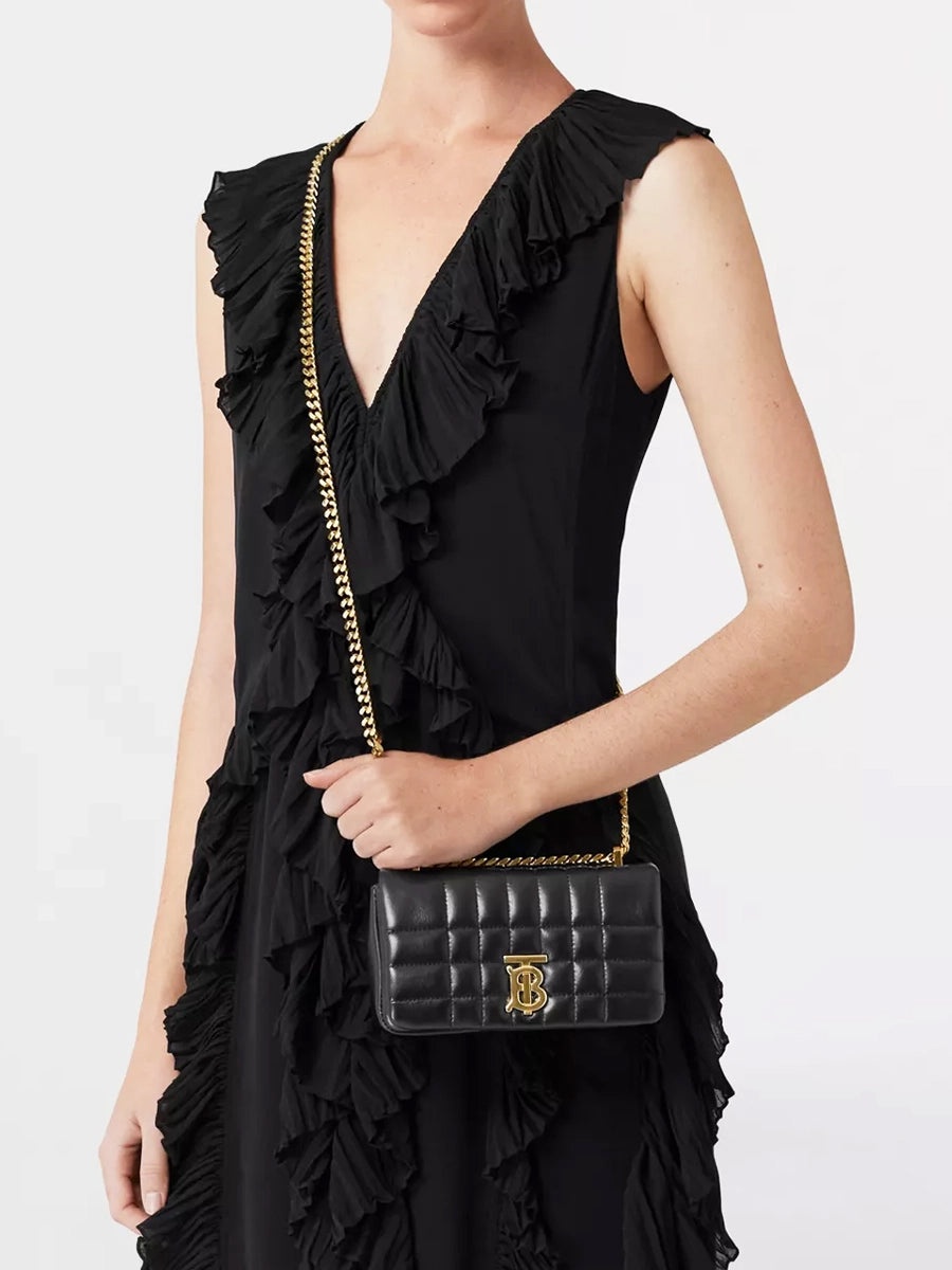 Quilted Leather Mini Lola Bag in Black - 10