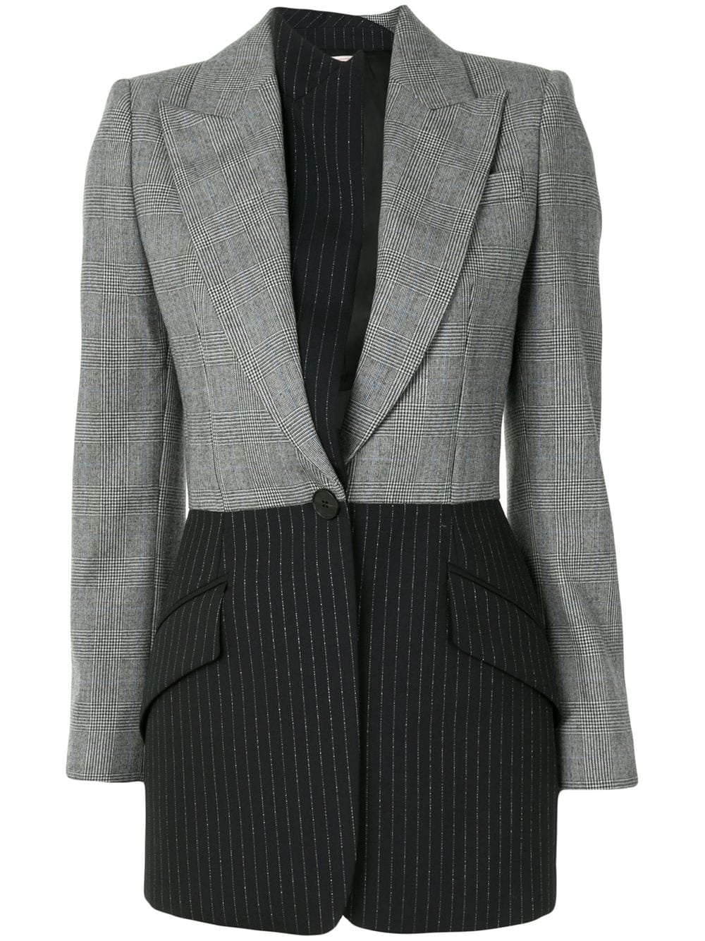 panelled single-breasted blazer - 1