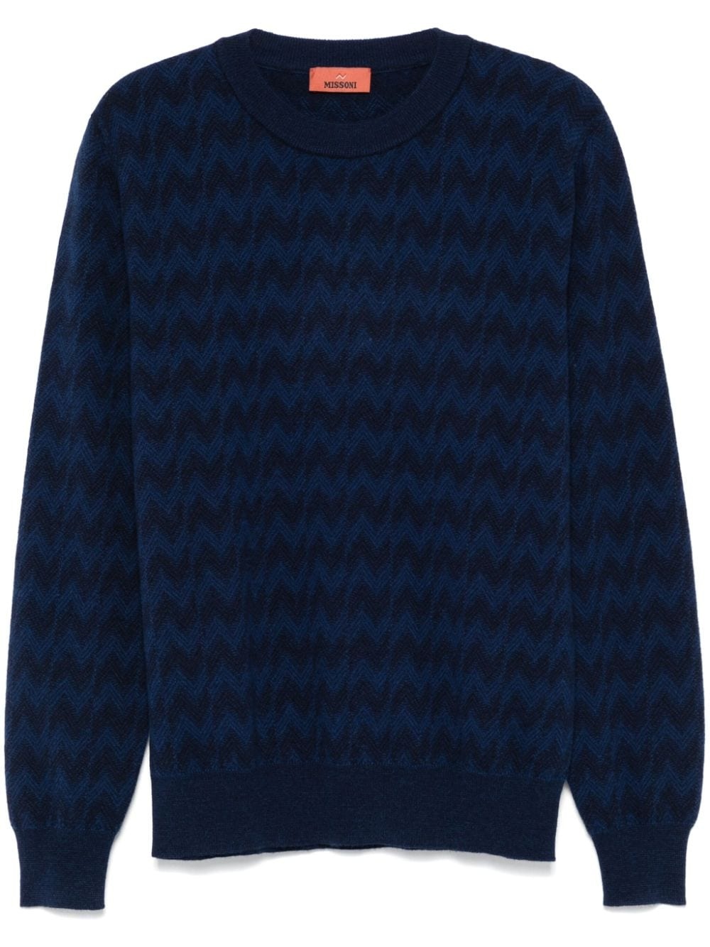 zigzag-woven crew-neck sweater - 1